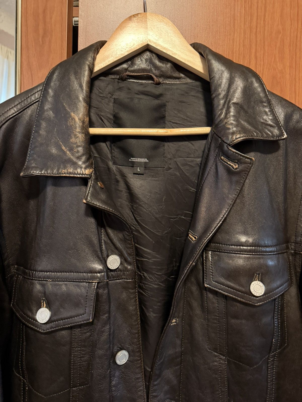 Purple Brand Purple Brand Leather P028 Leather Trucker Jacket Size US L / EU 52-54 / 3 - 1 Thumbnail