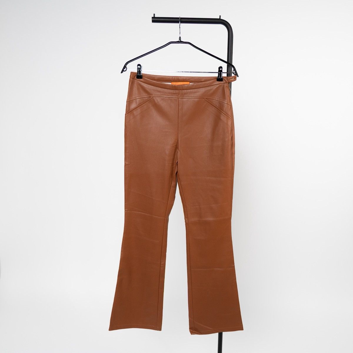 Other L’Atelier Cofre Womens Brown Faux Leather Pants Bootcut Size 27" / US 4 / IT 40 - 2 Thumbnail