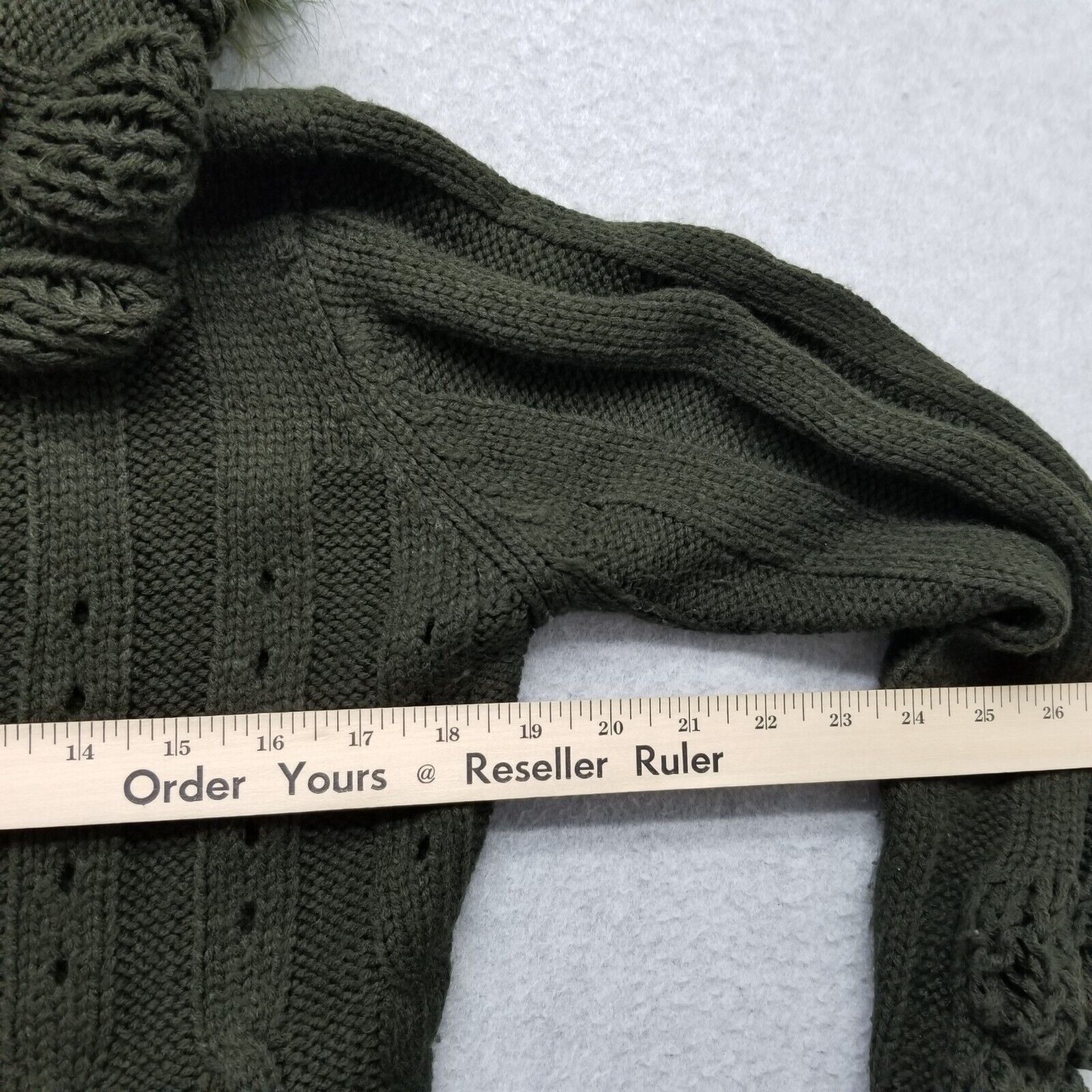 Other Lapis Jacket Womens Medium Green Sweater Full Zip Hooded Fur Size M / US 6-8 / IT 42-44 - 6 Thumbnail