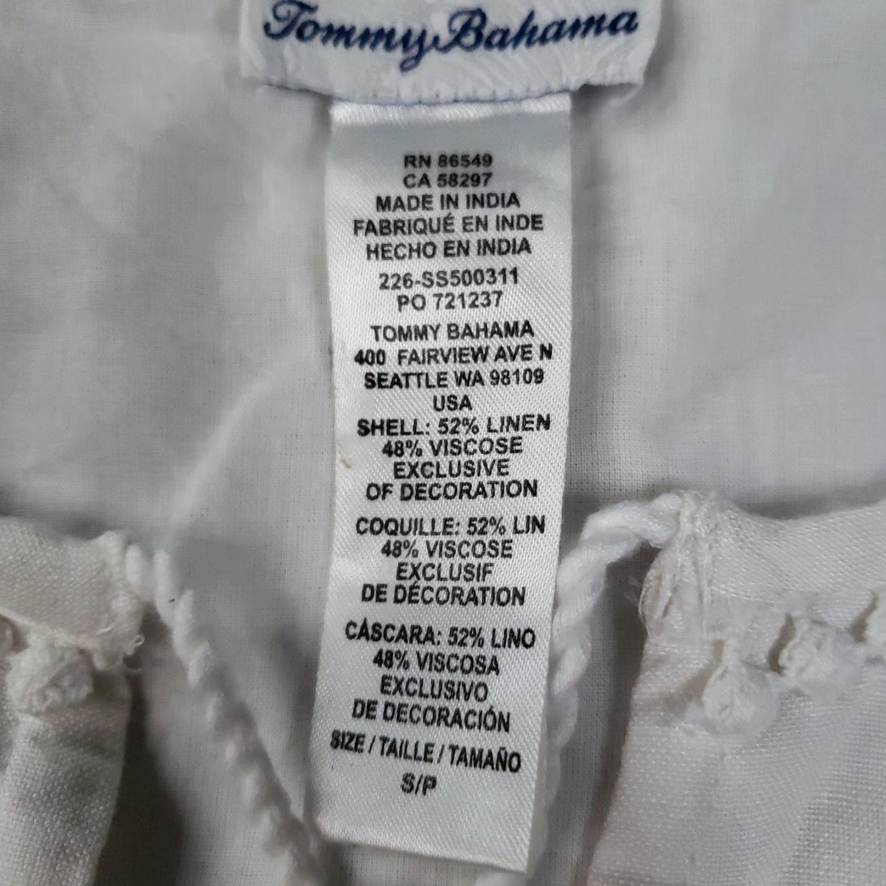 Tommy Bahama VINTAGE Tommy Bahama Dress Womens Small White Linen Tassel Cover-Up Pom Pom Hem Pockets Size S / US 4 / IT 40 - 6 Thumbnail