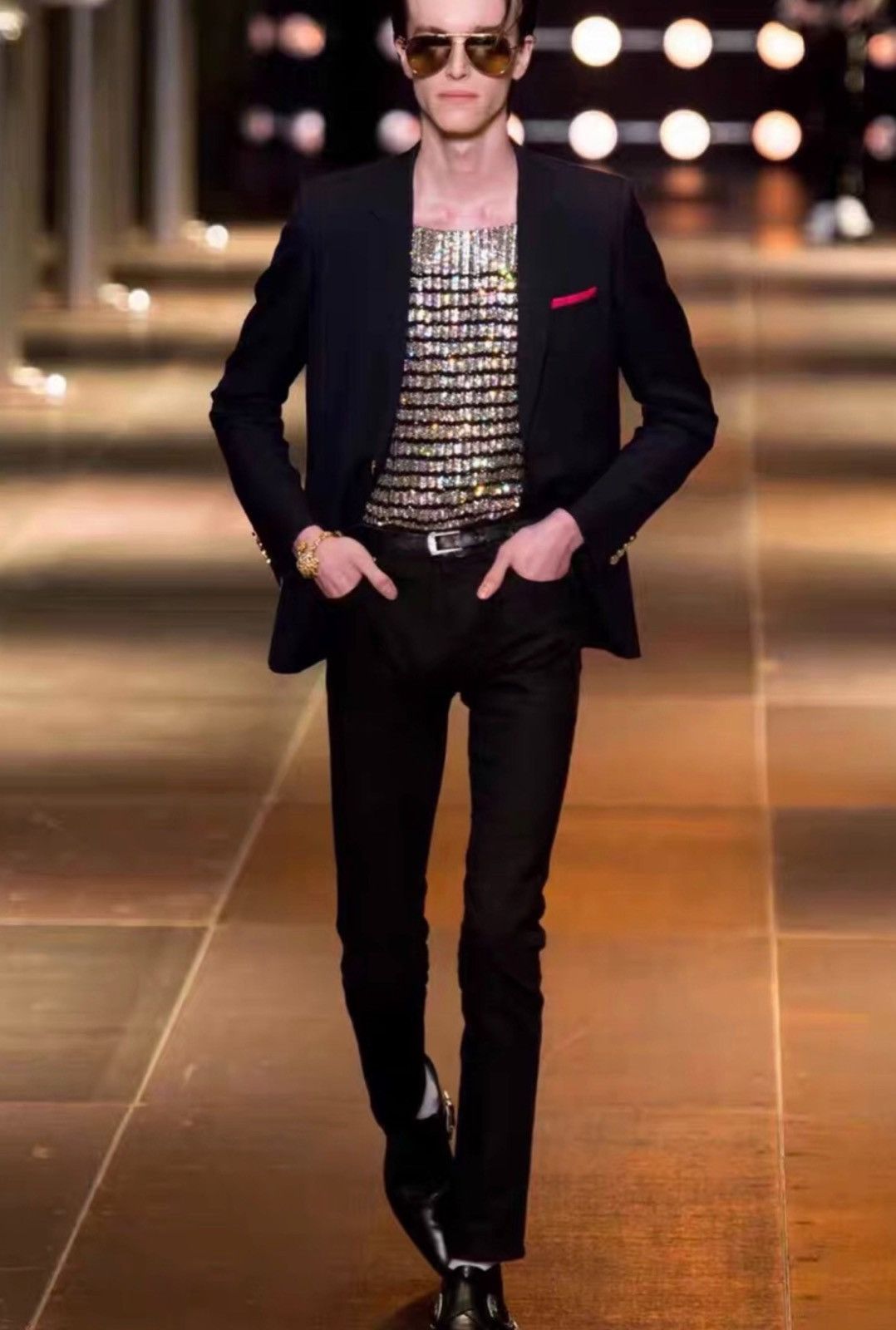 Saint Laurent Paris Saint Laurent SLP 16SS Gold Button Black Wool Suit Jacket Size 46R - 7 Thumbnail
