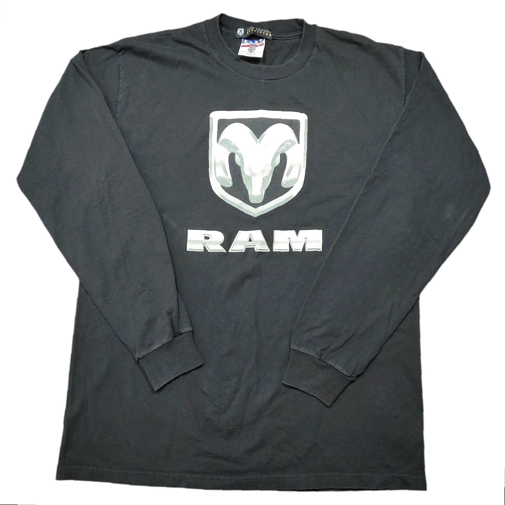 Vintage VINTAGE Dodge Ram Outfitters Union Made USA Mens Tag XL Black Hoodie Crew Neck Long Sleeve 90s Cars Classic Logo Graphic Print Size US XL / EU 56 / 4 - 2 Thumbnail