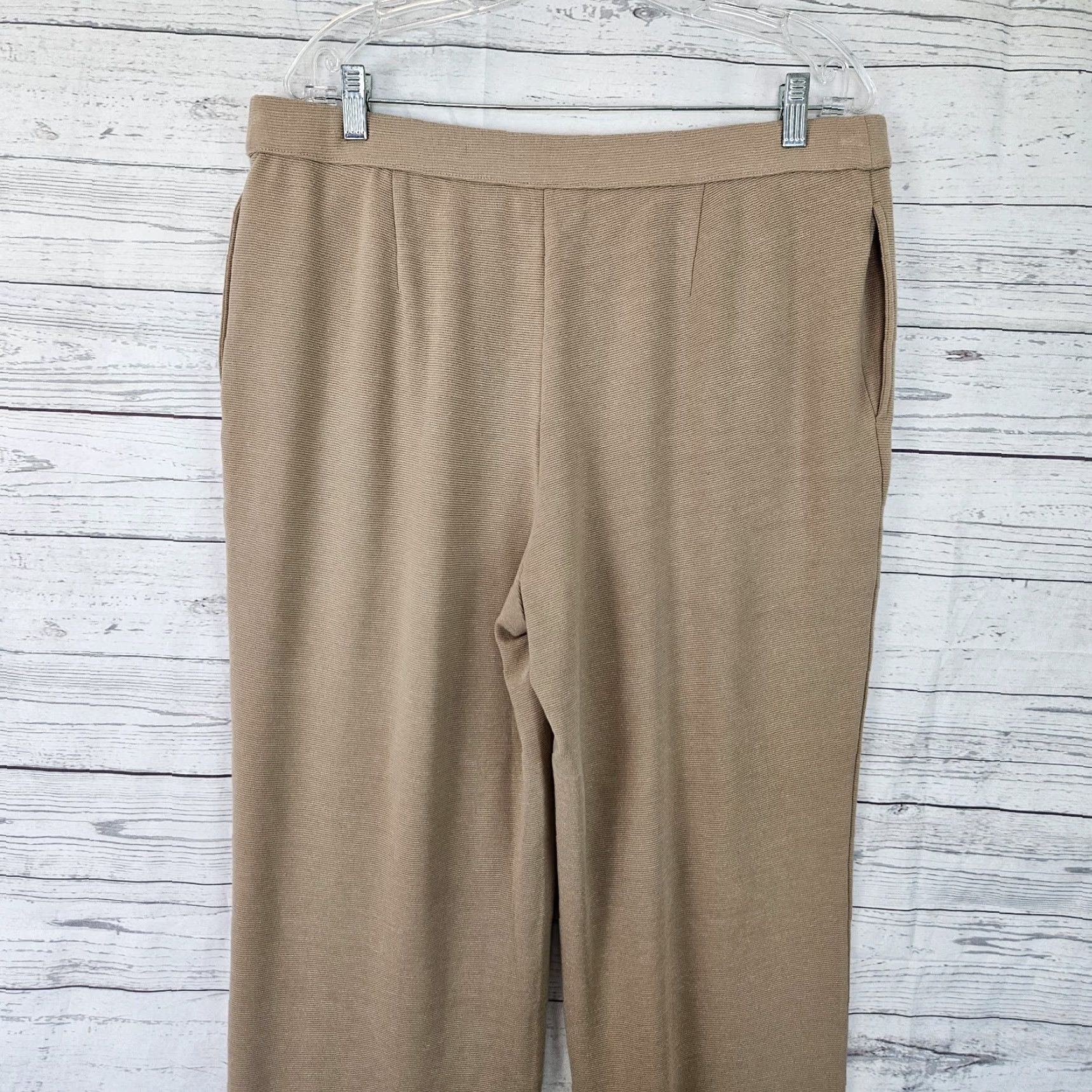 J. Jill J Jill Wearever Collection Womens Pants Sz Large Petite Tan Ribbed Pull On Size 36" / US 14 / IT 50 - 4 Thumbnail