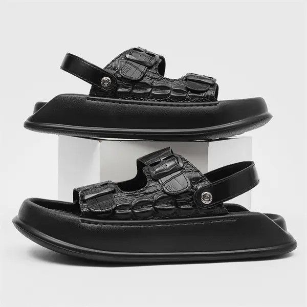 Other Stylish Black Crocodile Pattern Sandals Size US 9 / EU 42 - 5 Thumbnail