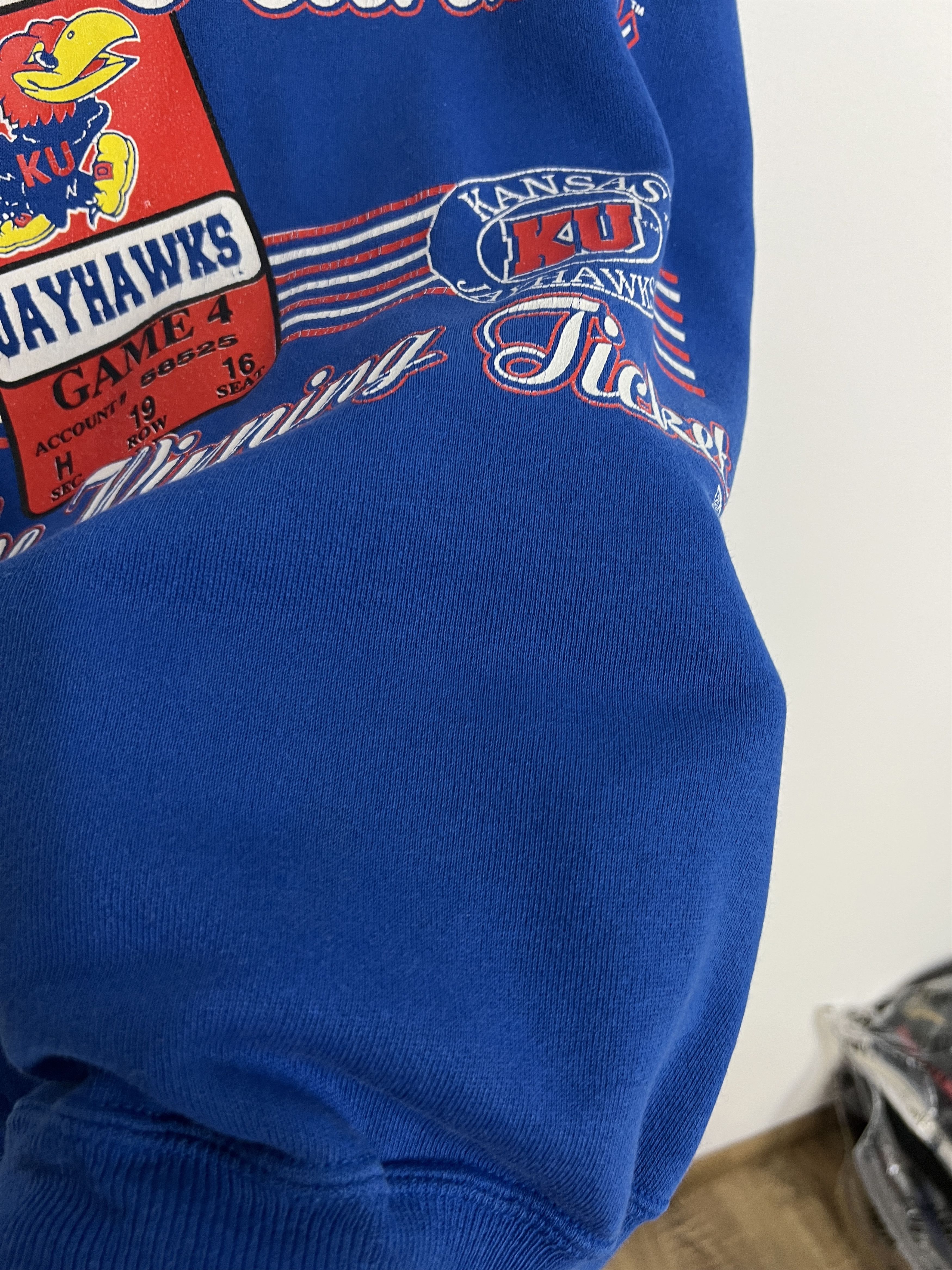 Vintage Vintage Kansas Jayhawks KU Sweatshirt Crewneck Over Print Size US XL / EU 56 / 4 - 5 Thumbnail