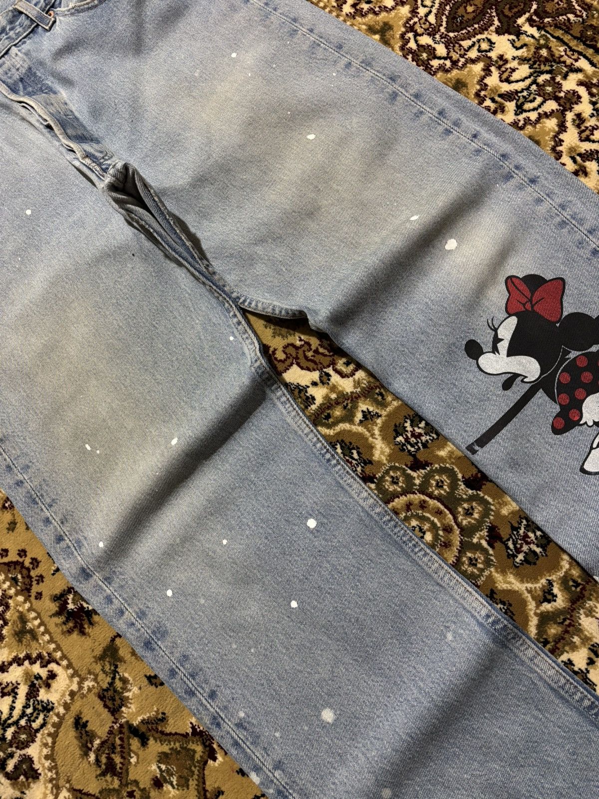 Levi's Vtg 90s Levis 501 Japan Custom Mickey Mouse Splatter Jeans Size US 34 / EU 50 - 4 Thumbnail