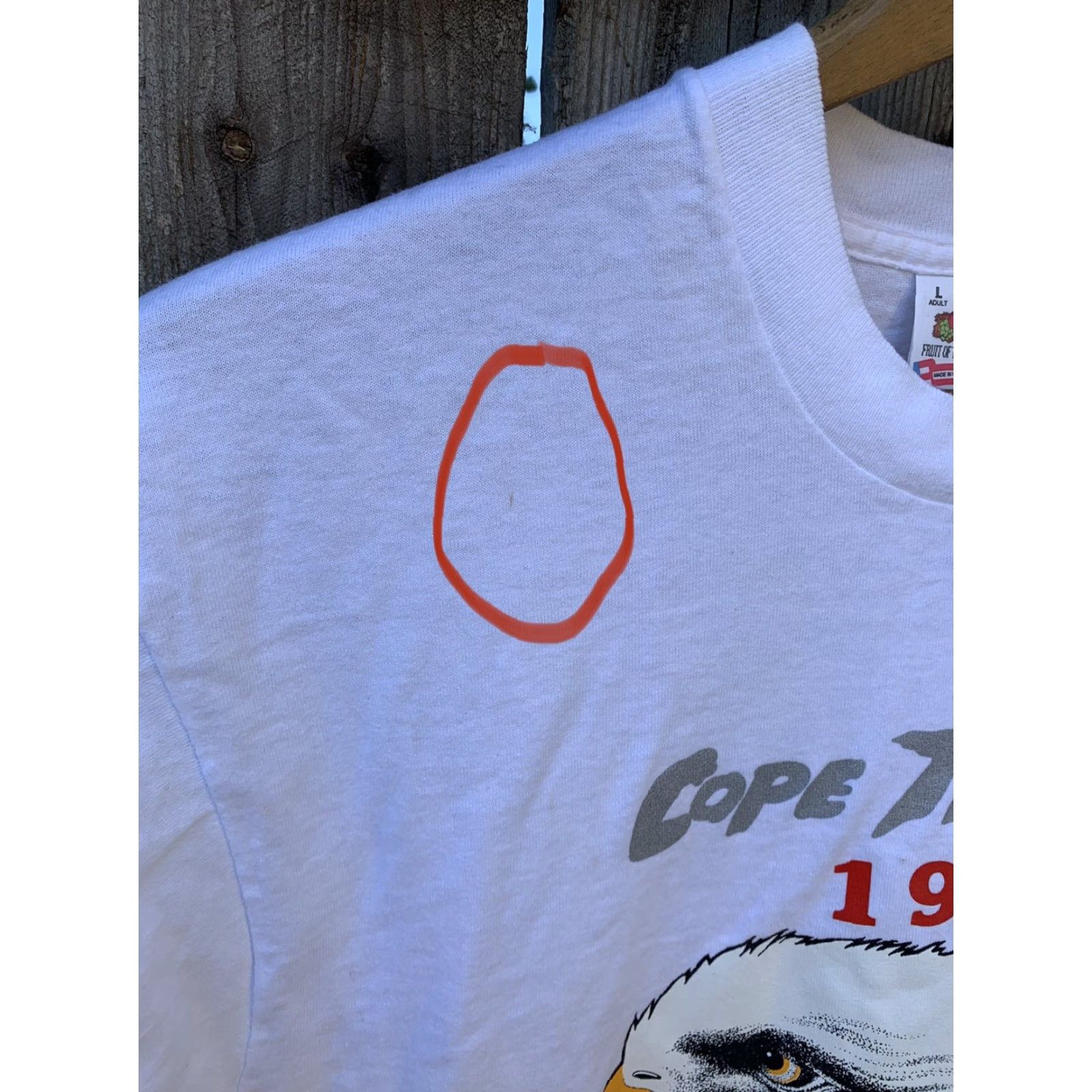 Fruit Of The Loom VINTAGE Cope Thunder 1993 Eielson AFB Alaska t shirt bald eagle air force size L Size US L / EU 52-54 / 3 - 4 Thumbnail