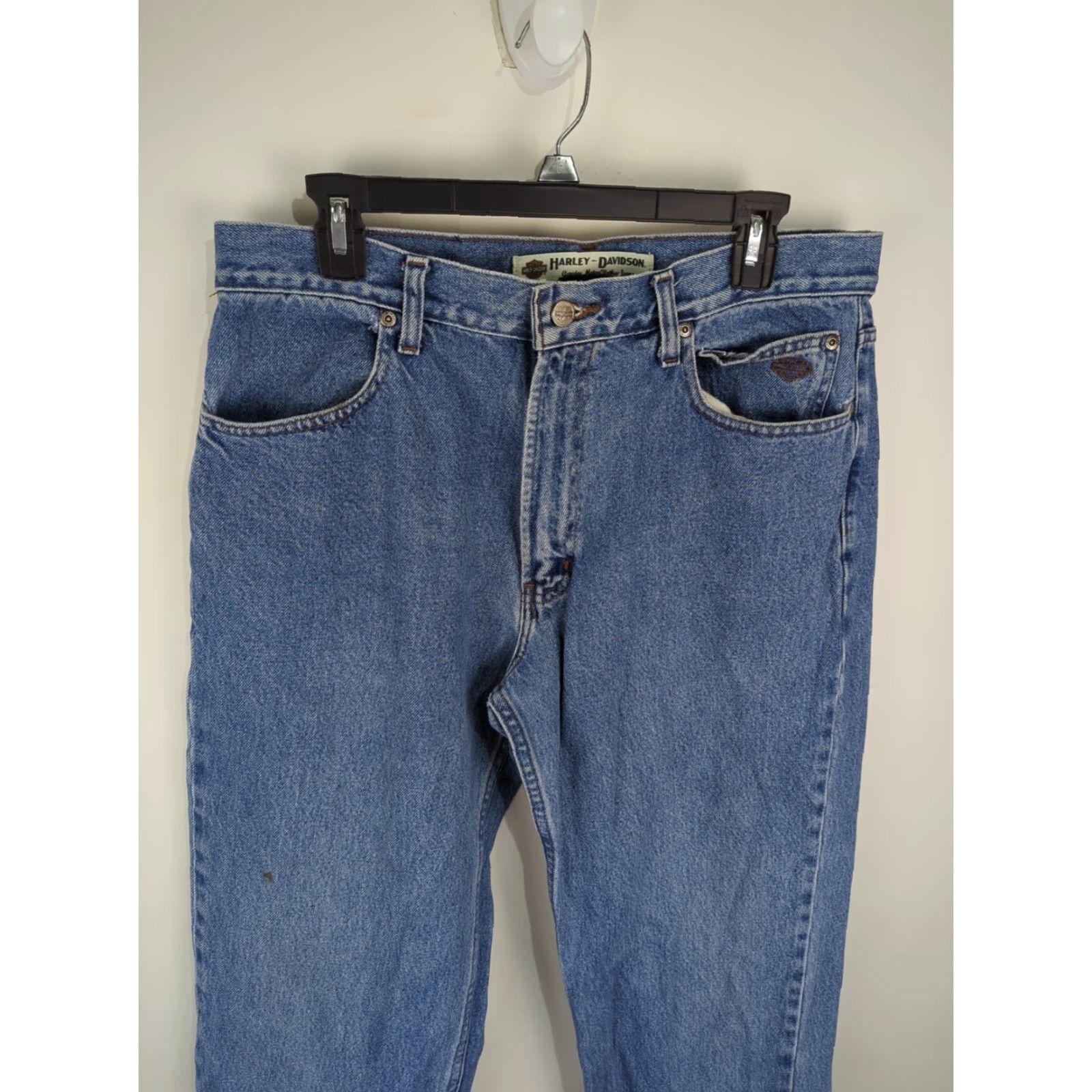 Harley Davidson VINTAGE Harley-Davidson Jeans Men's 34x34 Blue Straight Leg Medium Wash Denim Size US 34 / EU 50 - 4 Thumbnail