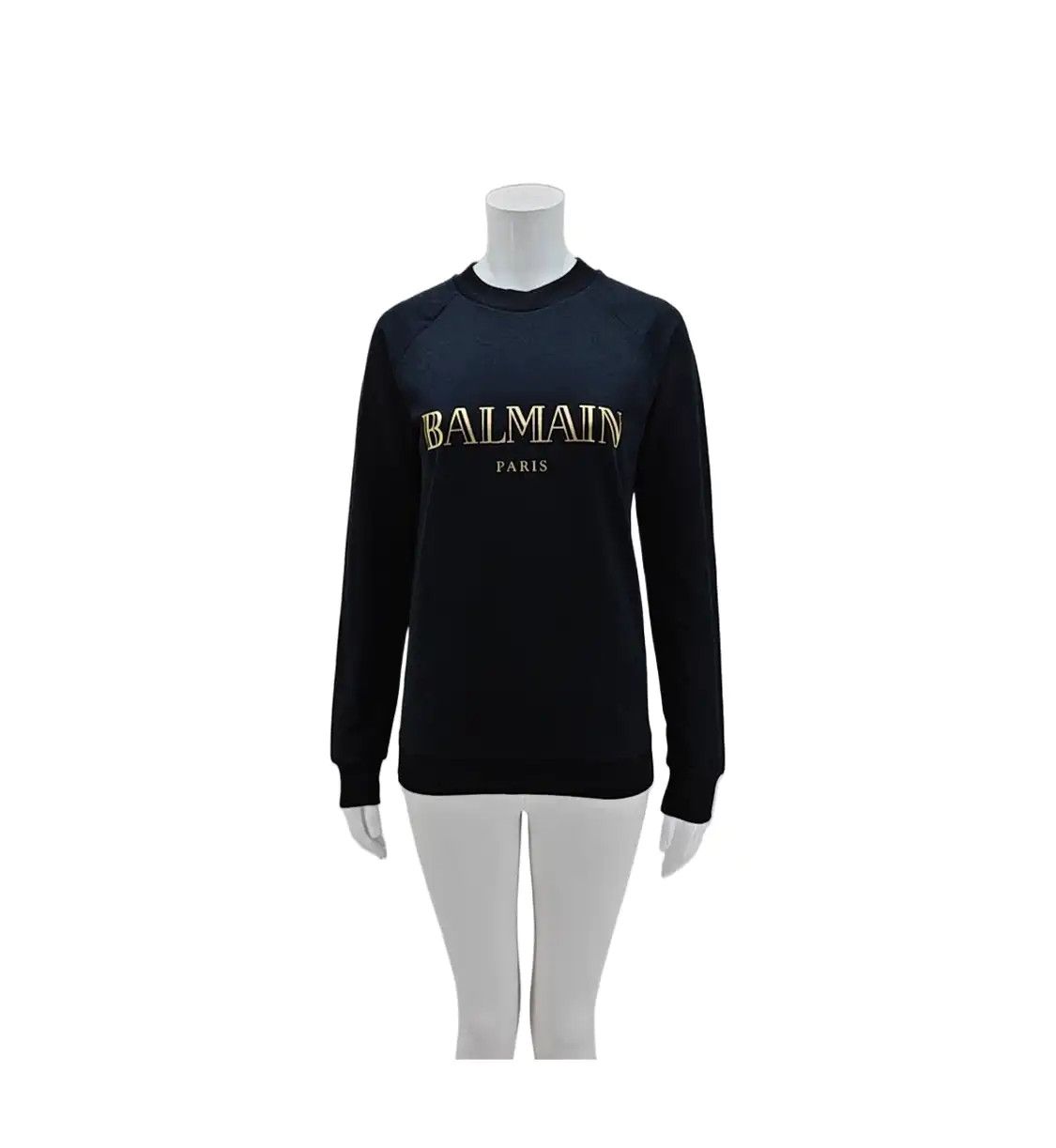 Balmain M Size Spring/Autumn Black Cotton Women's Long Sleeve Mid-Length Sweatsh, Women's