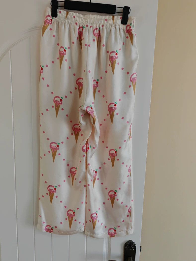 Gucci Gucci Size M Full-print ice cream pattern silk trousers 250 Size 42" / US 20 - 1 Thumbnail