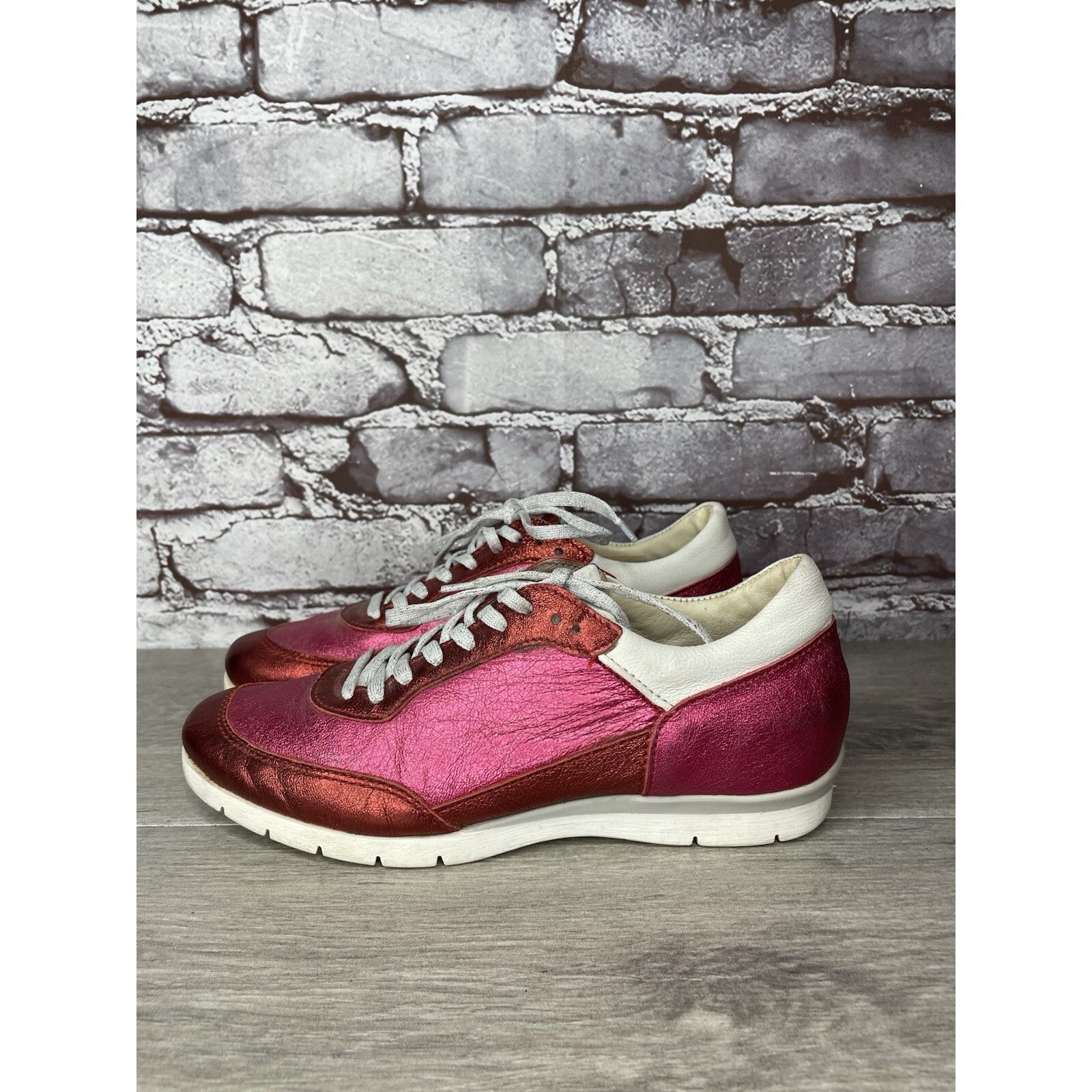 KJUS MJUS Pink Metallic Leather Comfort Casual Lace Up Sneakers W Size US 6.5 / IT 36.5 - 18 Thumbnail