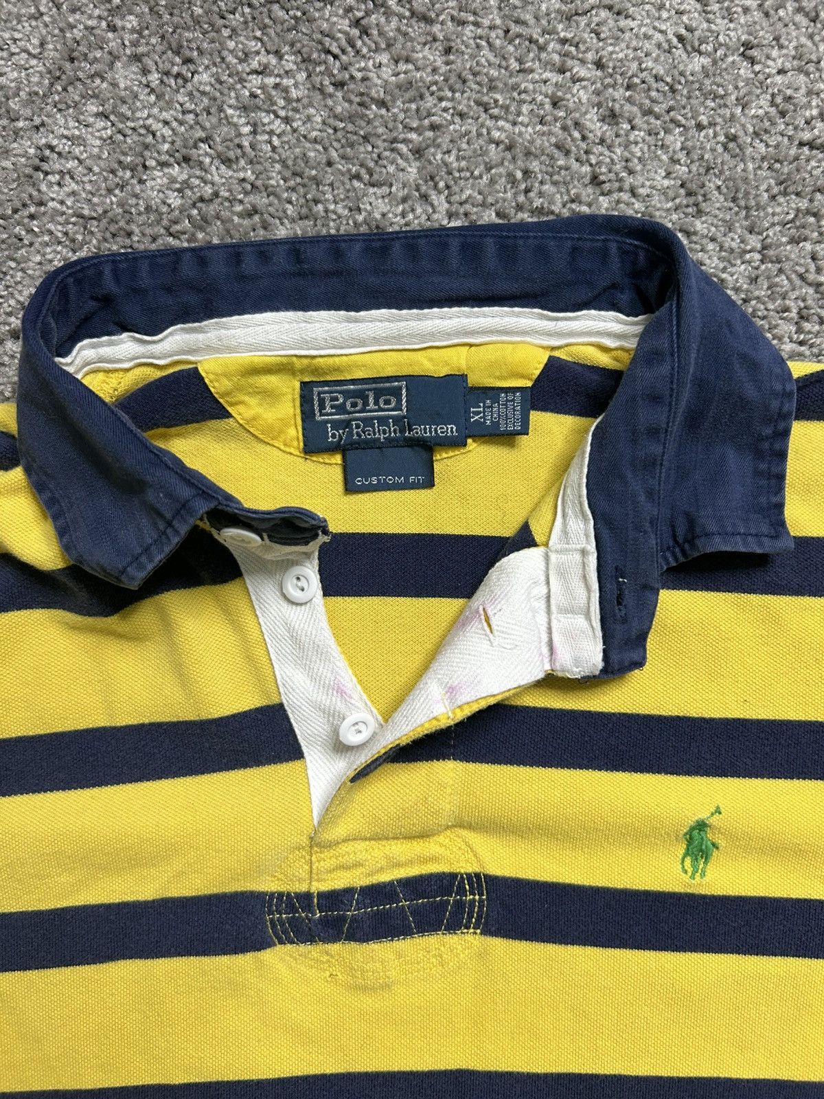 Polo Ralph Lauren Vintage 80s Polo Ralph Lauren Striped Rugby Short Sleeve Size US XL / EU 56 / 4 - 4 Thumbnail