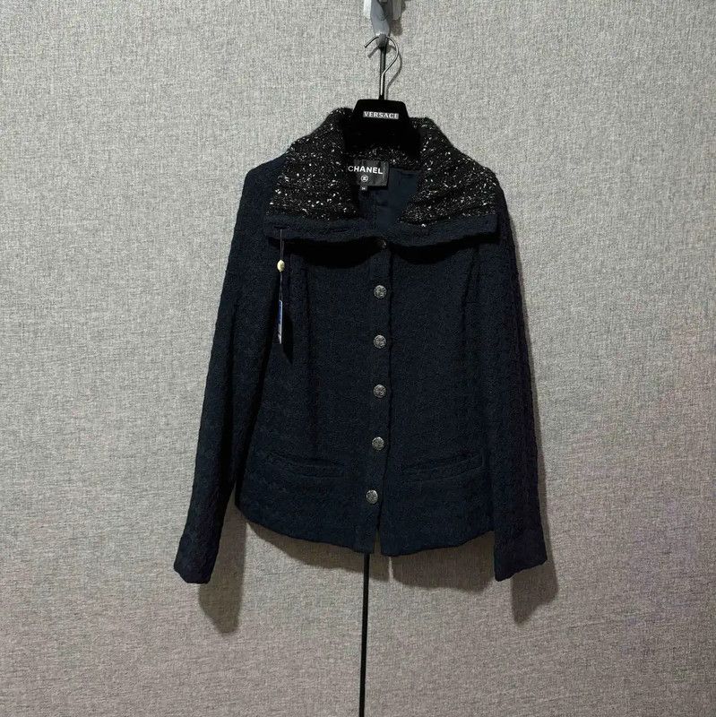 Chanel Chanel Black Cashmere Embroidered Dot Jacket 0089 Size S / US 4 / IT 40 - 1 Thumbnail