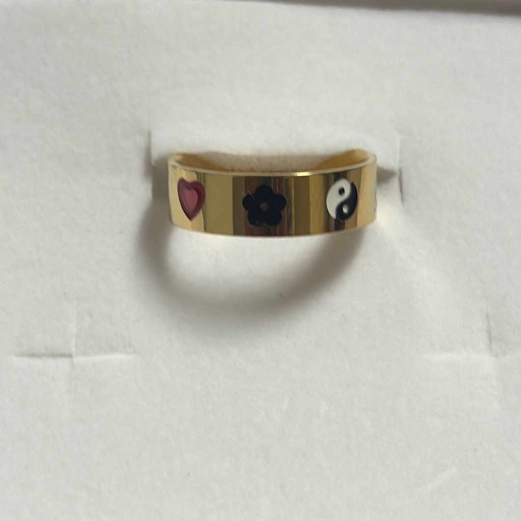 Other Star Heart Flower Enamel Engraved Gold Tone Ring Womens Size Size ONE SIZE - 2 Thumbnail