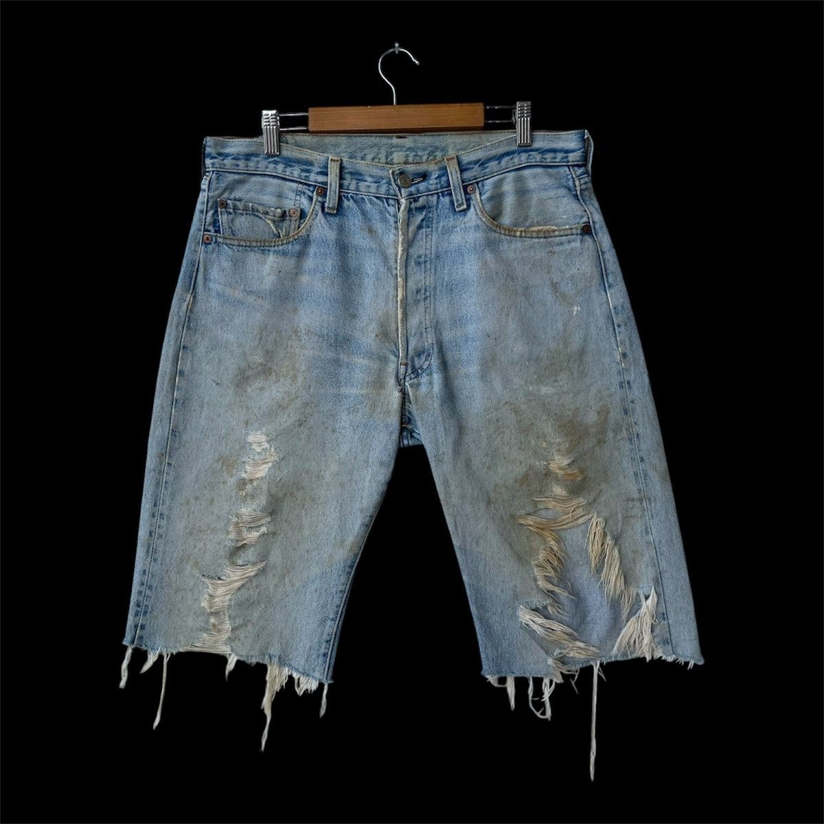 Levi's Thrashed 70s Levi’s 501 Redline Selvedge Denim Shorts Size US 34 / EU 50 - 1 Thumbnail