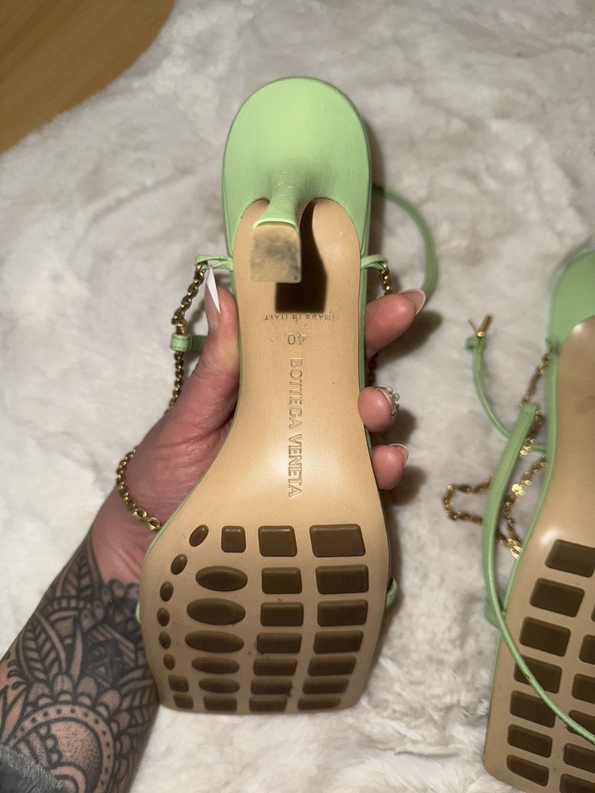 Bottega Veneta Bottega Veneta Stretch Chain Sandal in Pistachio Green Size US 9 / IT 39 - 6 Thumbnail