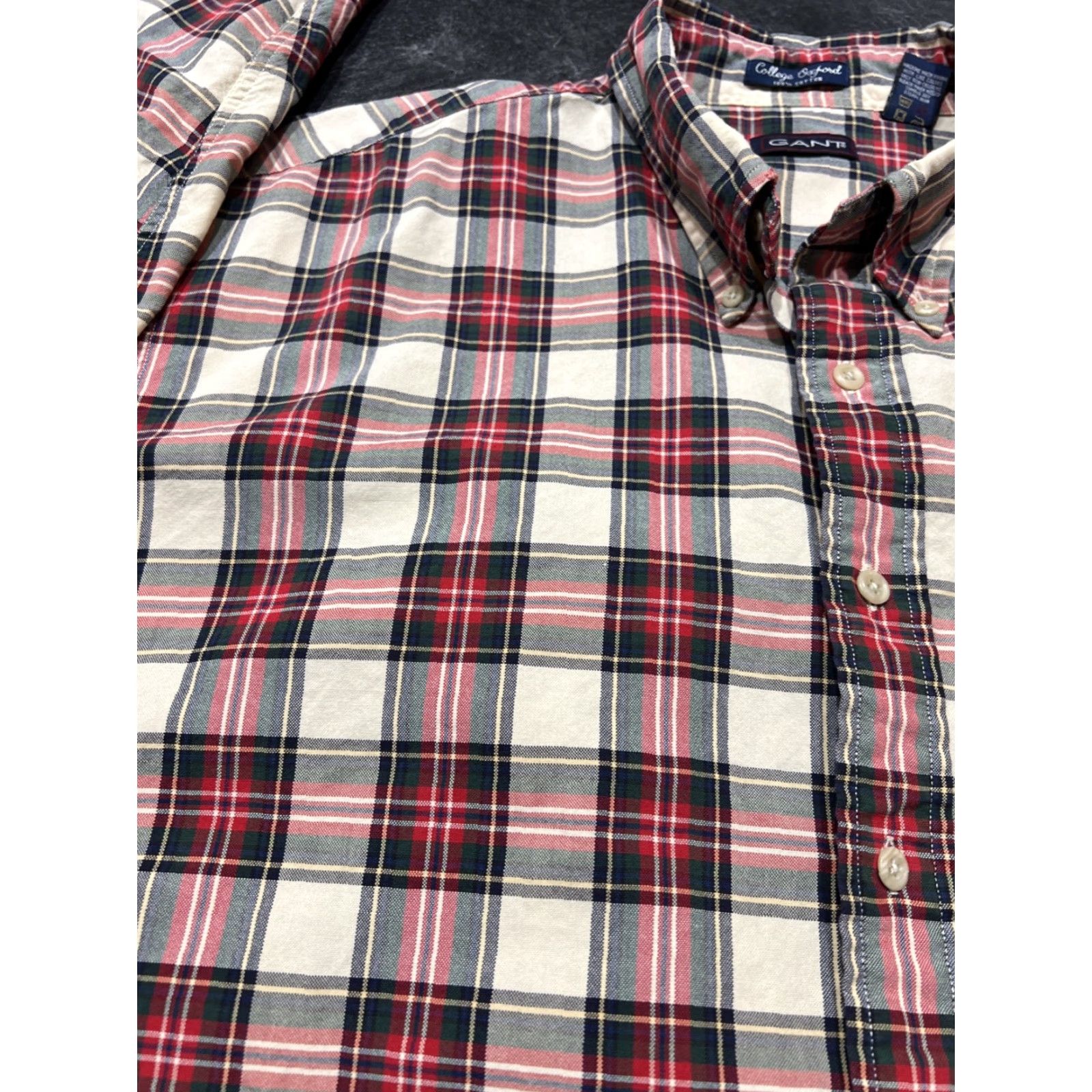 Gant GANT Shirt Men XLT Long Sleeve Button-Up Plaid Oxford College Blue Multicolor College Men's Big & Tall Size US XL / EU 56 / 4 - 4 Thumbnail