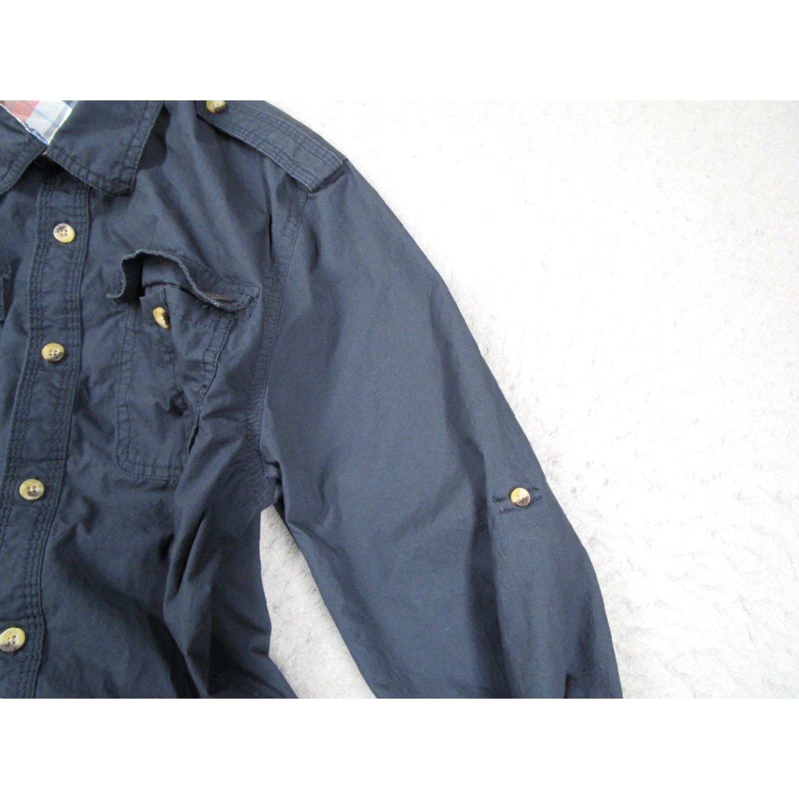 Vintage TRIPLE FIVE SOUL Shirt Mens Large Navy Utility Button-Up Long Sleeve with Epaulets and Pockets Size US L / EU 52-54 / 3 - 4 Thumbnail