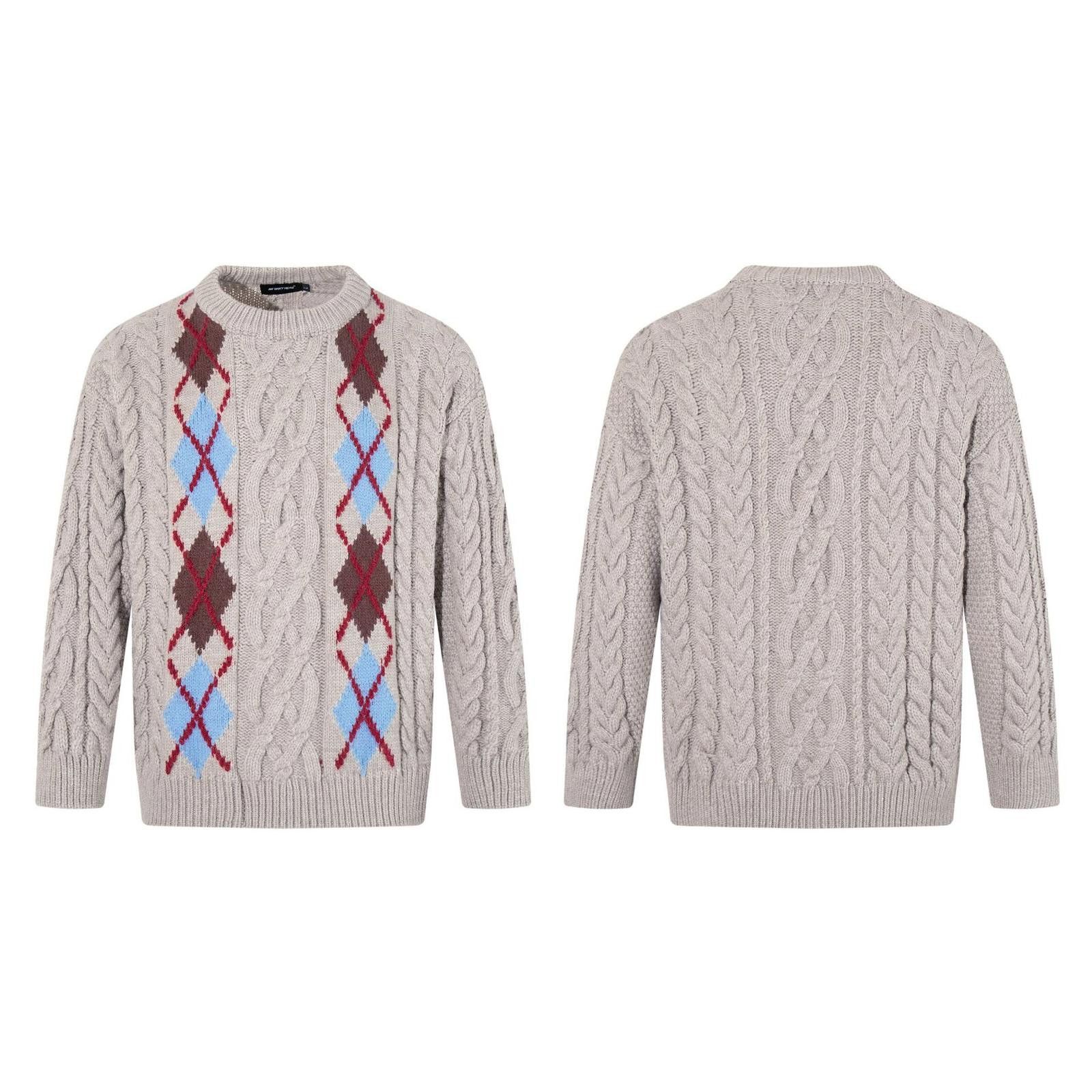Vintage Beige Argyle Cable Knit Sweater, Classic Fit Sweater Size US M / EU 48-50 / 2 - 5 Thumbnail