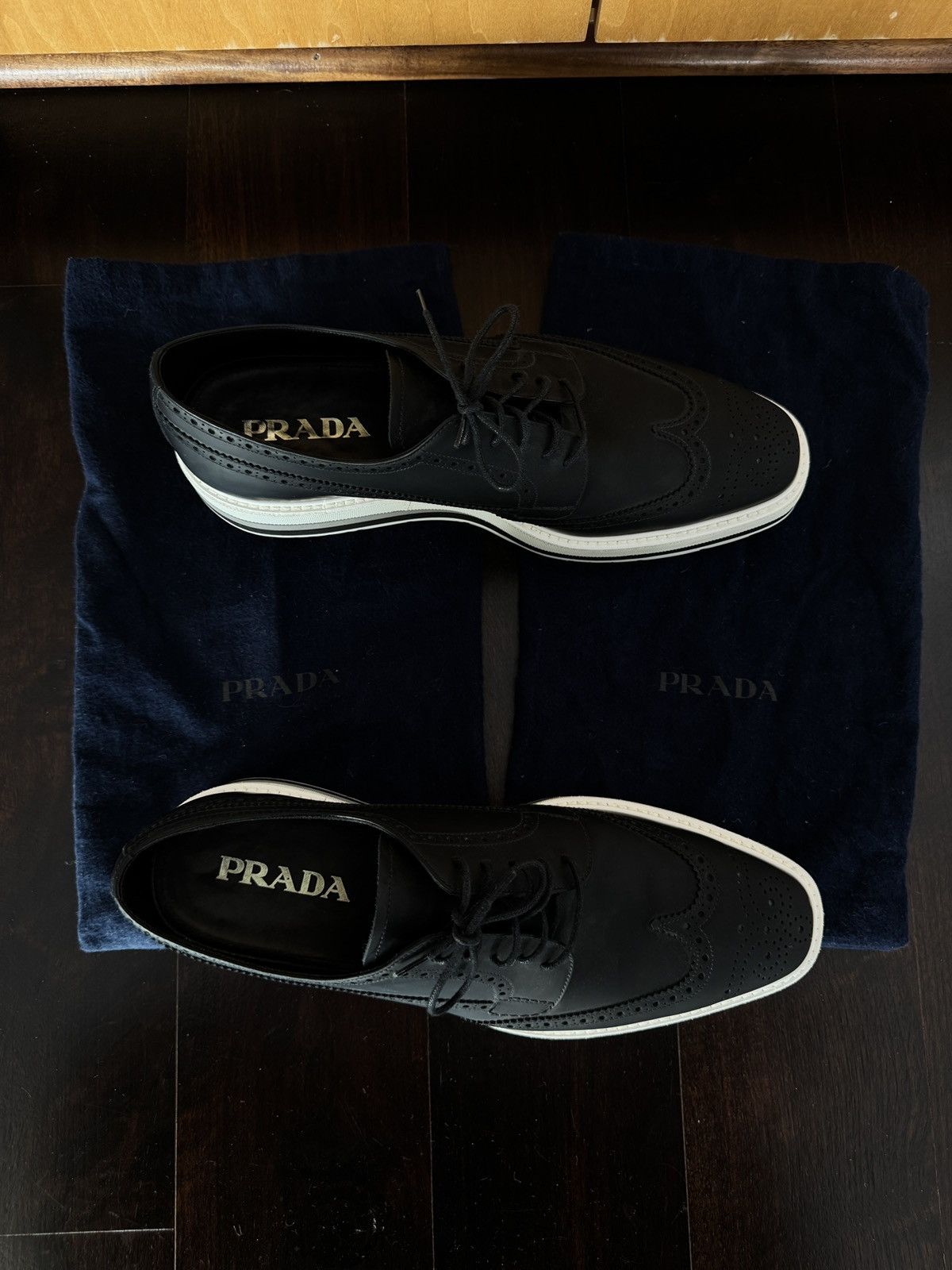 Prada Prada Black Lace-Up Brogue Platform Dress Shoes Size US 9 / EU 42 - 9 Thumbnail