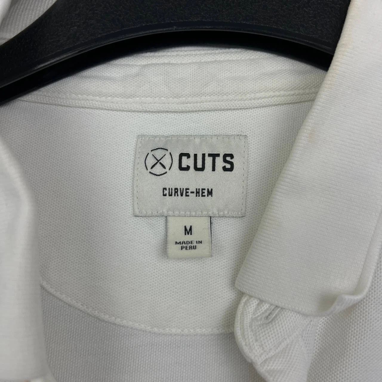 Cuts Cuts Curve Hem Polo Shirt Men White Collared Pima Cotton M Size US M / EU 48-50 / 2 - 4 Thumbnail