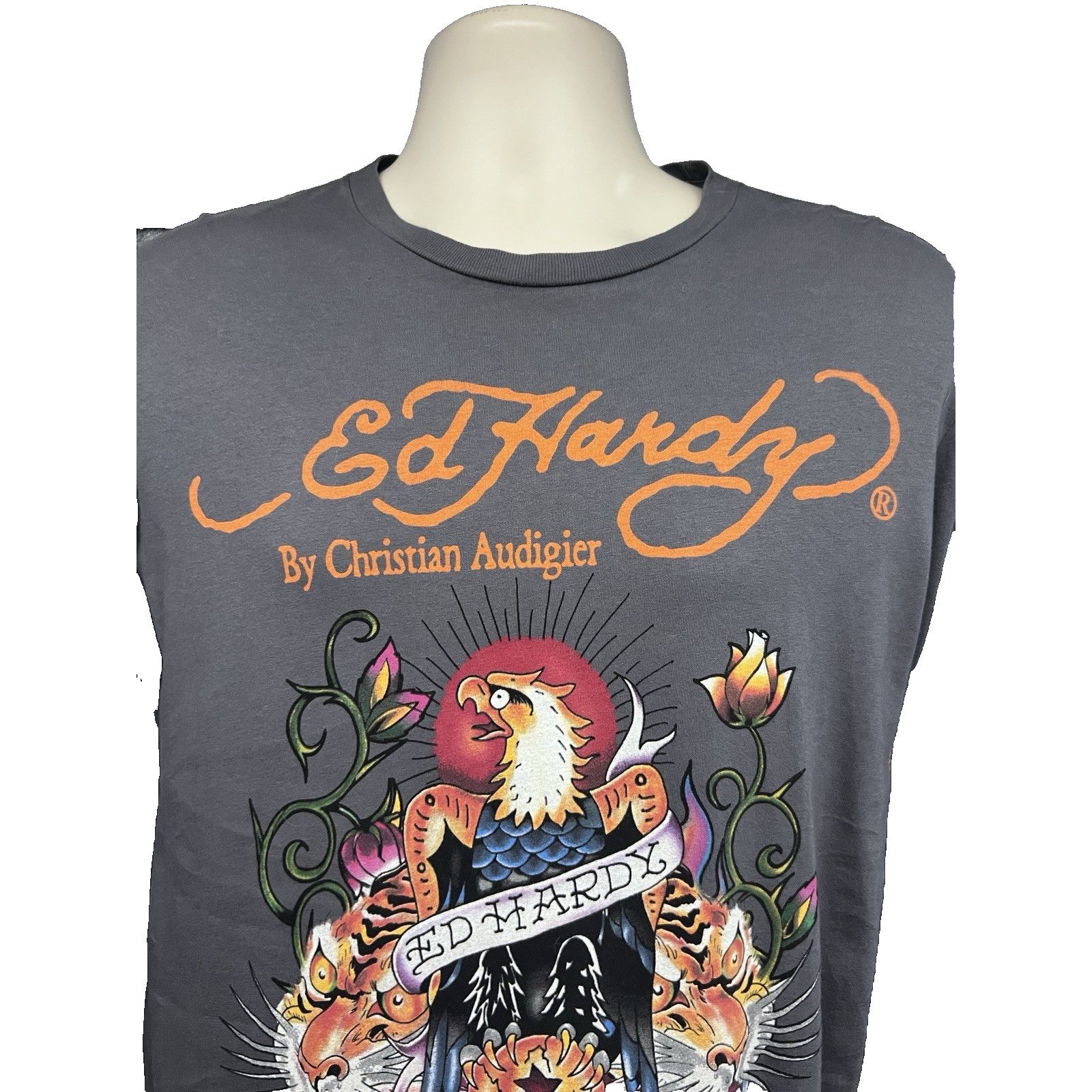 Ed Hardy Ed Hardy Gray Double Graphic Mens T-Shirt Medium Stretch USA Size US M / EU 48-50 / 2 - 4 Thumbnail