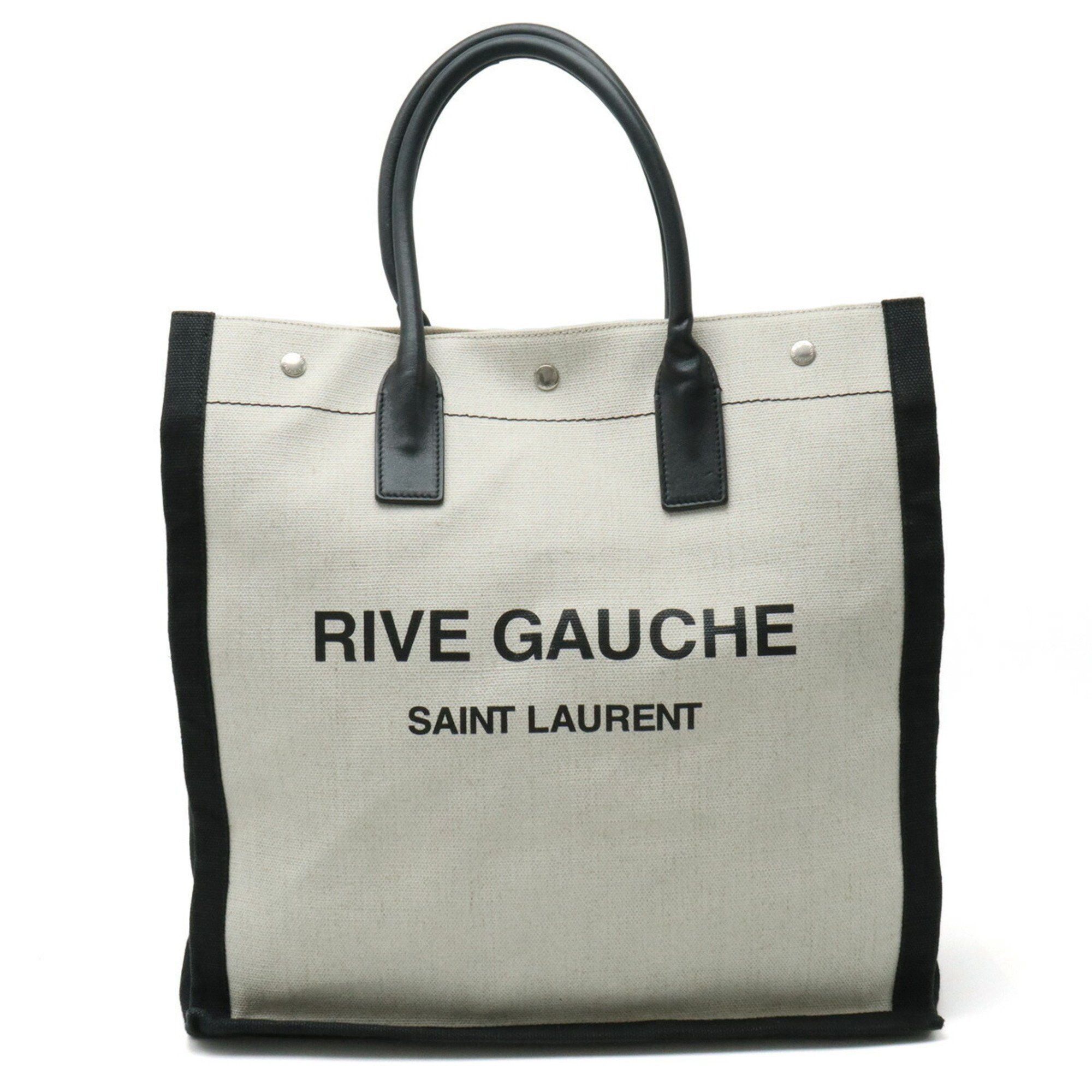image of Saint Laurent Paris YSL YVES Saint Laurent Rive Gauche Cabas Rive Gauche Tote Bag Canvas Leather Bl