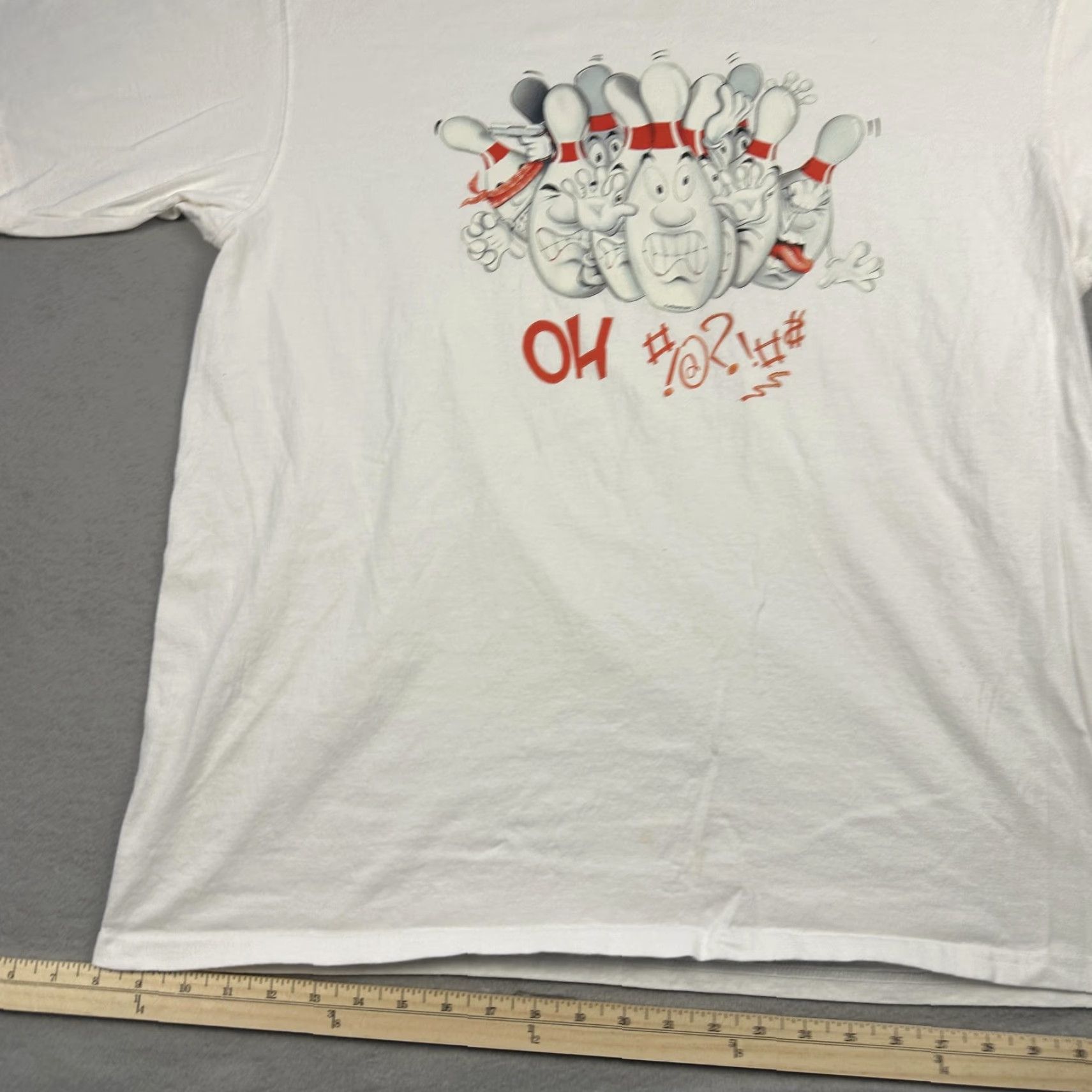 Soffe Soffe Shirt Mens XL White Bowling Cartoon Pins Graphic Funny T-Shirt Tee Casual Size US XL / EU 56 / 4 - 5 Thumbnail