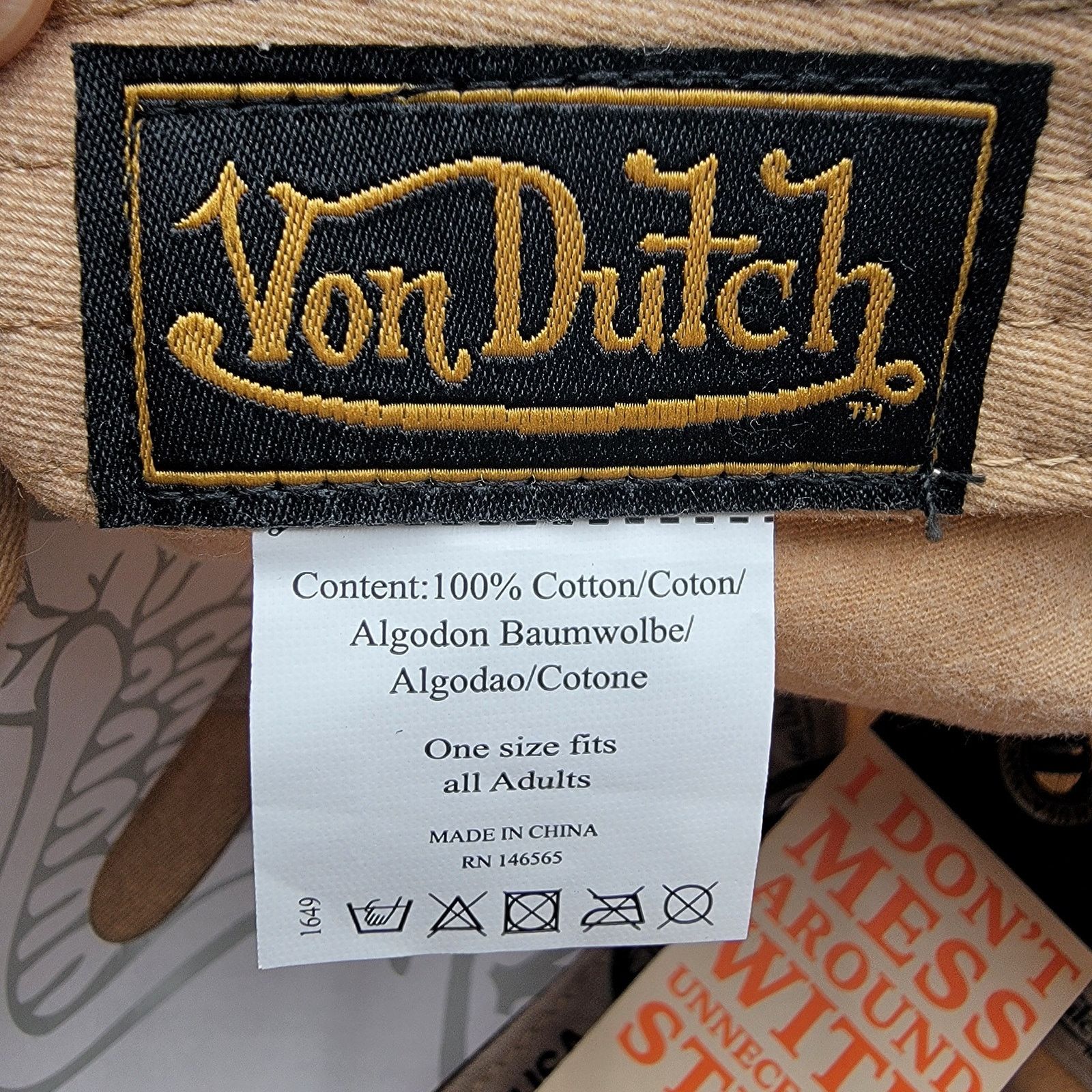 Von Dutch Von Dutch Distressed Denim Adjustable Dad Cap in Beige Size ONE SIZE - 9 Thumbnail