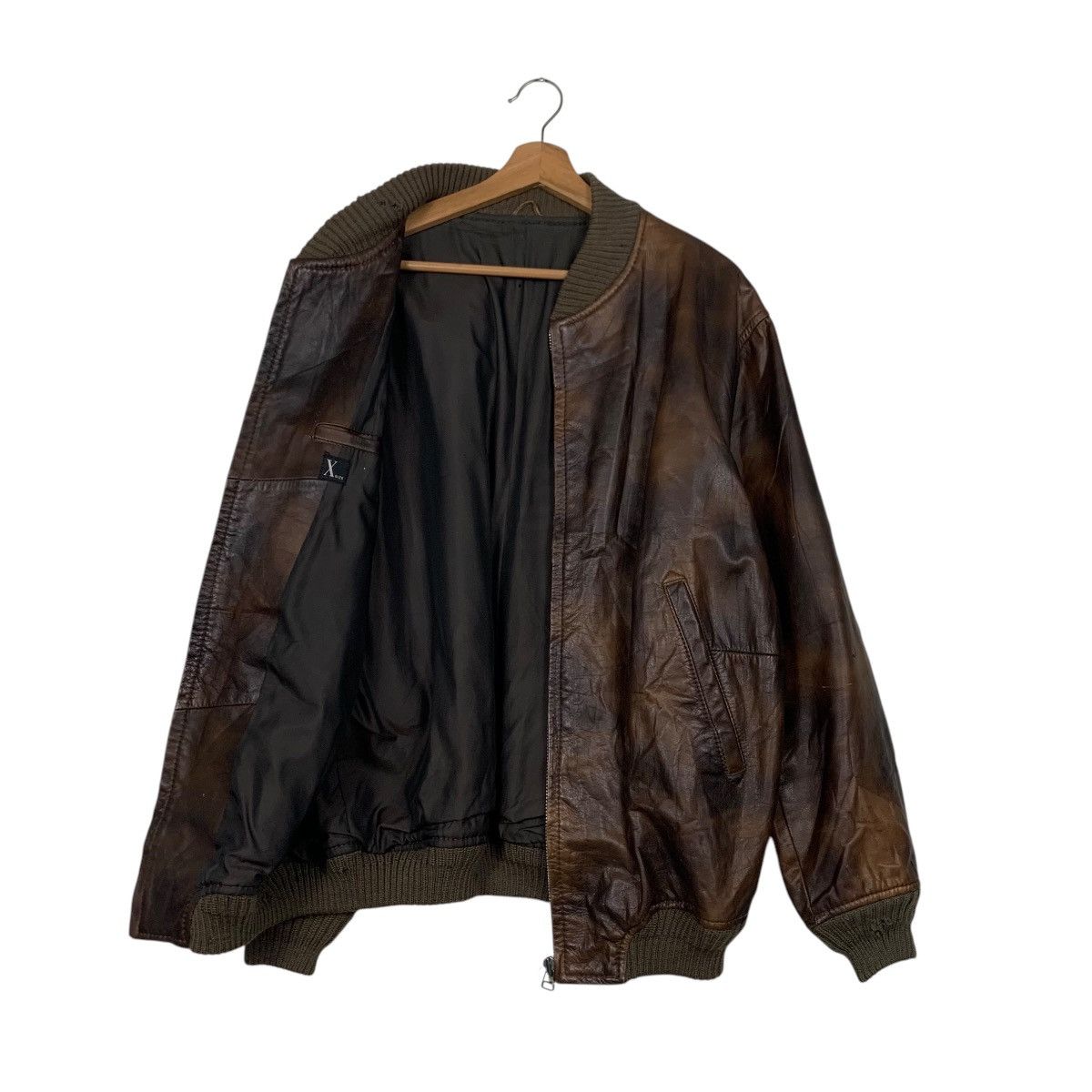 Japanese Brand Vintage HANTS Patina Leather Bomber Jacket #2431-C109 Size US L / EU 52-54 / 3 - 9 Thumbnail