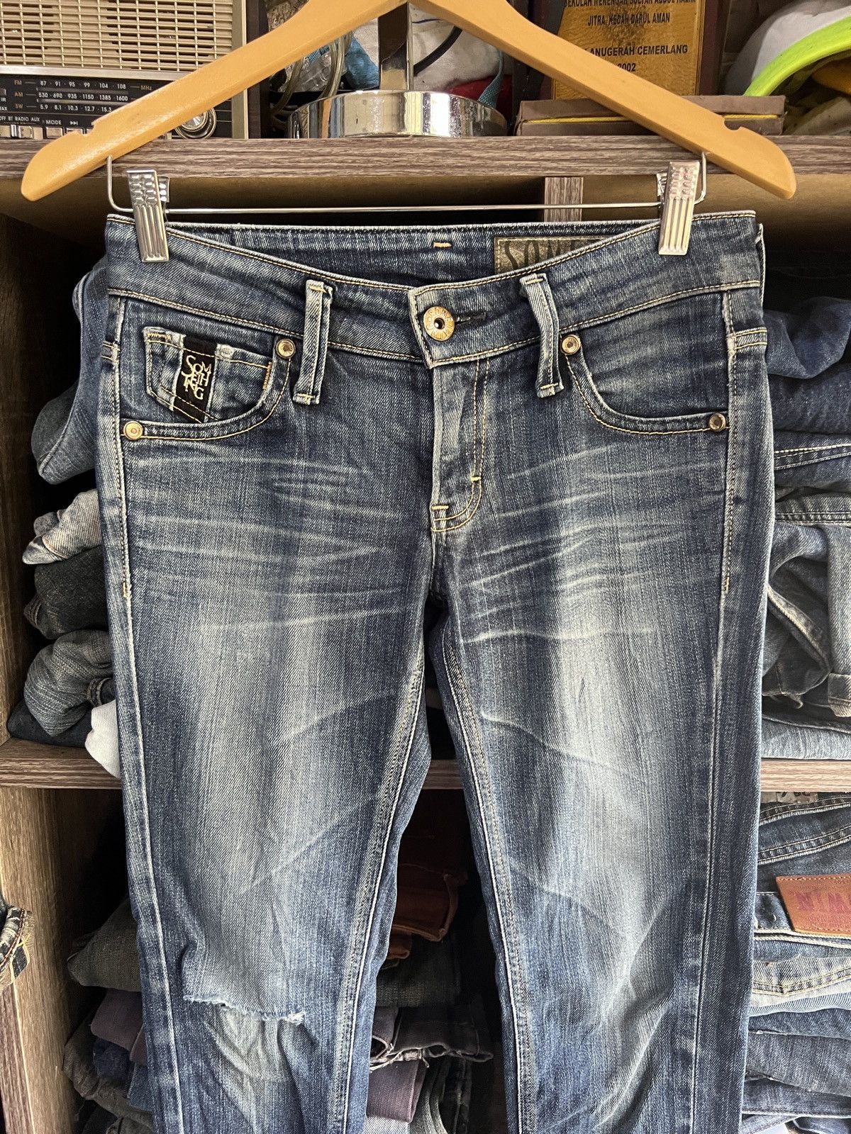 Edwin 🔥Something by Edwin Flared Distressed Denim Size 29" - 5 Thumbnail
