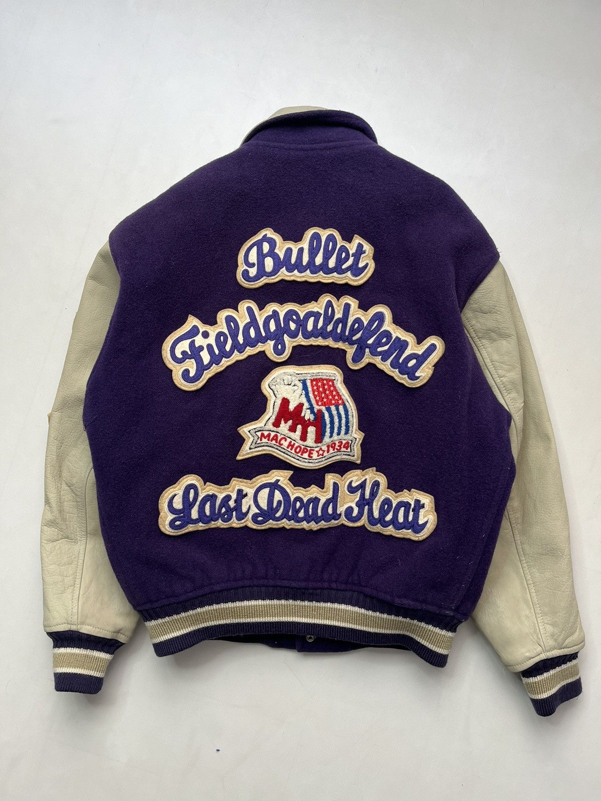 Vintage Machopes Bullet Last Dead Heat Leather Varsity Jacket Size US M / EU 48-50 / 2 - 19 Thumbnail