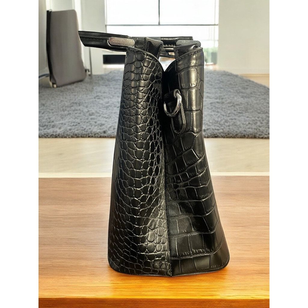 Unknown London SILVIAROSA Black Faux Leather Snakeskin Purse Handbag Size ONE SIZE - 2 Thumbnail