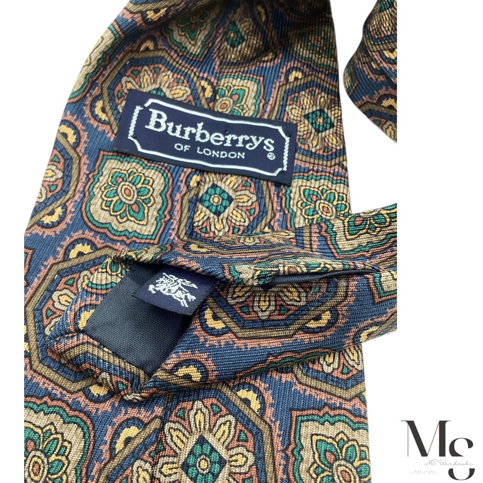 Burberry BURBERRYS OF LONDON Blue Medallion Print Luxury Silk Tie H.M Size ONE SIZE - 6 Thumbnail