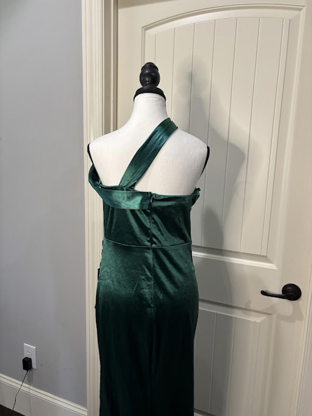 Other 22. Faeriesty Elegant Green Satin On-Shoulder Evening Dress Size L / US 10 / IT 46 - 3 Thumbnail