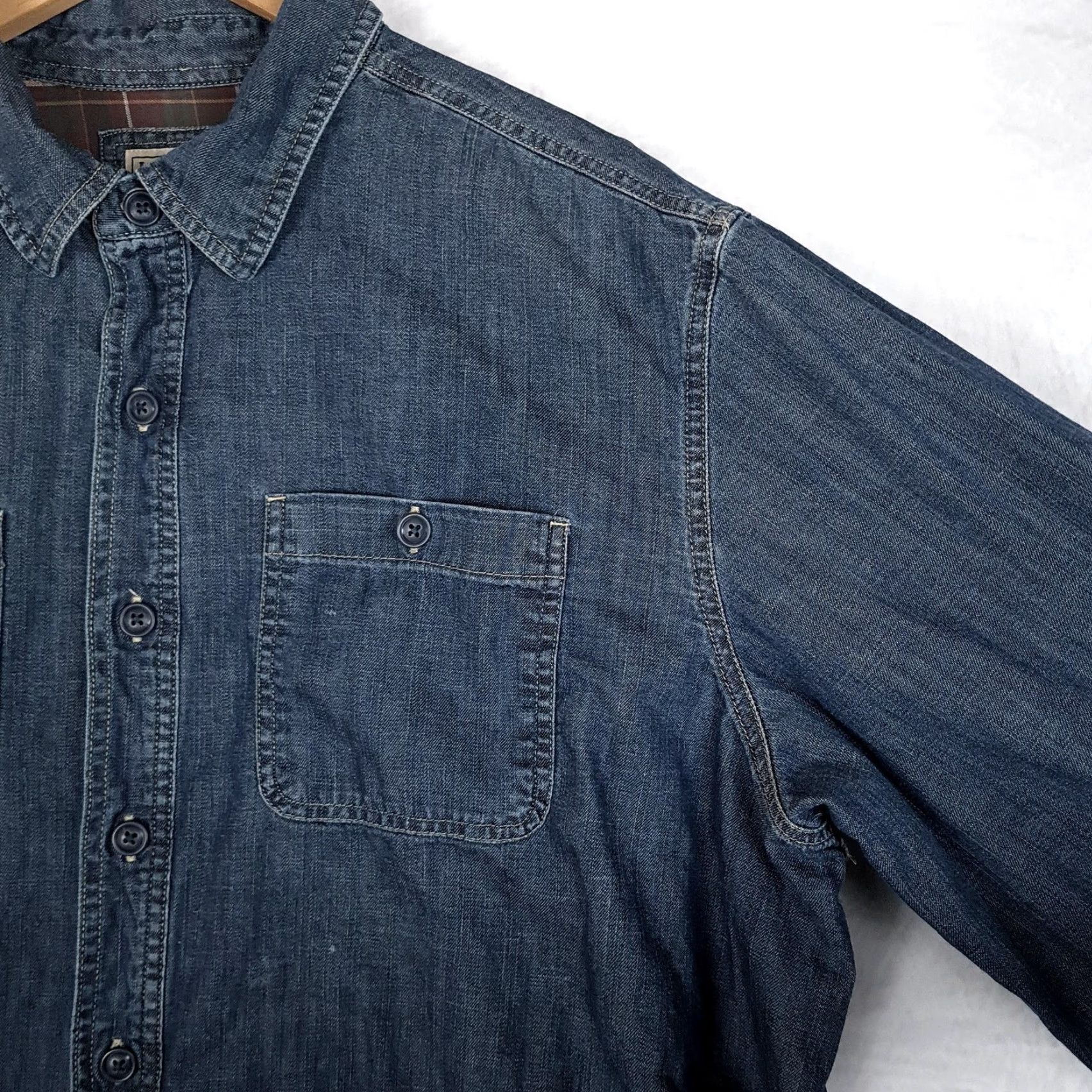 Vintage VINTAGE LL Bean Shirt Jacket Mens XL Blue Denim Plaid Lined Button Front Hurrican Shirt Size US XL / EU 56 / 4 - 7 Thumbnail