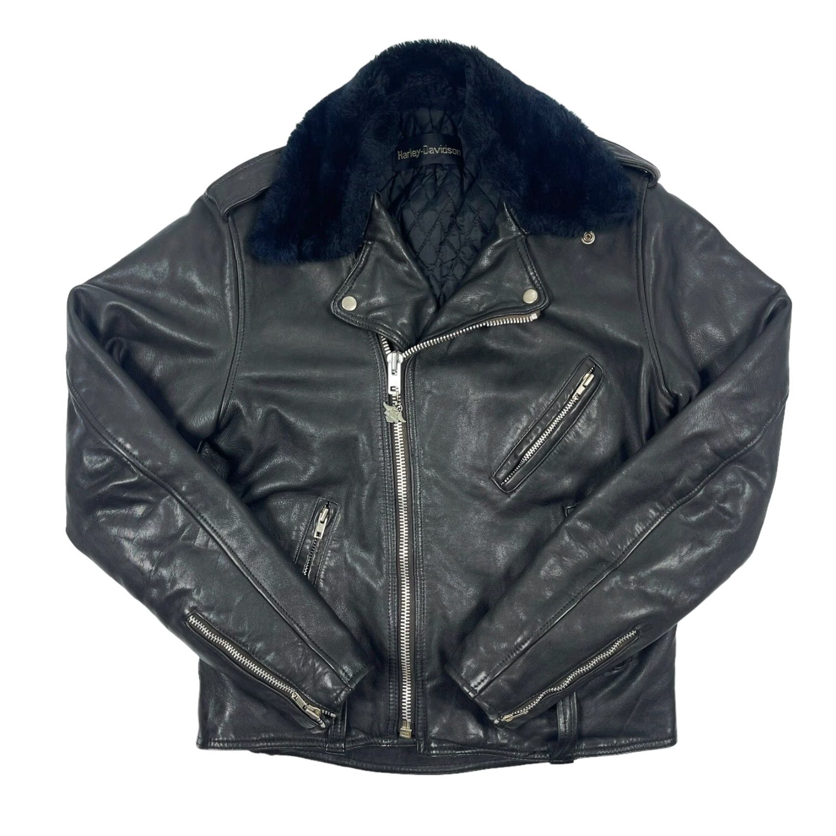 Harley Davidson VINTAGE Harley-Davidson Black Leather Motorcycle Jacket Men’s M Medium 42 Chest Solid Zip Full Collar Pockets Size US M / EU 48-50 / 2 - 2 Thumbnail