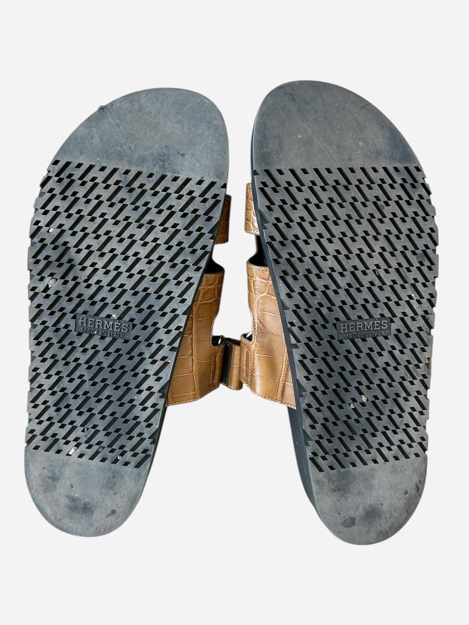 Hermes Hermes Black & Brown Crocodile Chypre Sandals Size US 10 / EU 43 - 7 Thumbnail