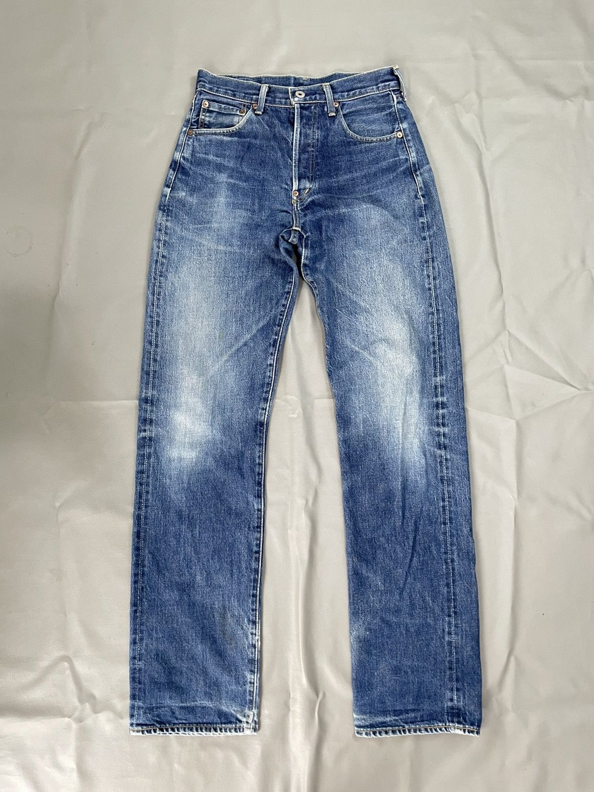 Levi's Vintage Clothing Levi's 702 Big E Selvedge Red Washed Blue Distressed Jeans Size US 30 / EU 46 - 1 Thumbnail