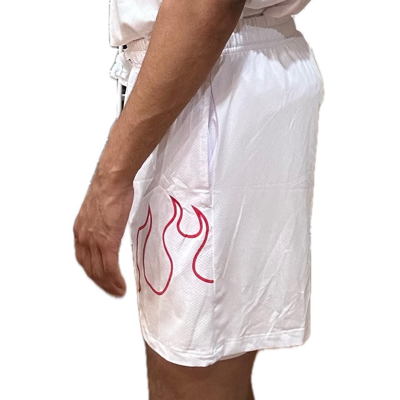 Other White Gym Compression Shorts with Red Flame Print Size US 32 / EU 48 - 4 Thumbnail