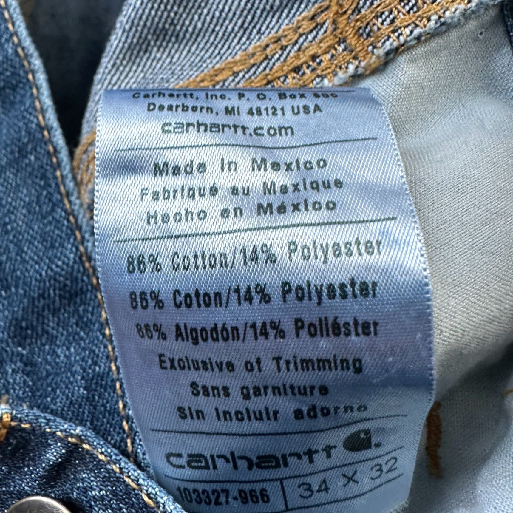 Carhartt Carhartt Jeans Mens 34x32 Blue Denim Relaxed Straight 5-Pocket 34 32 Cotton Blend Workwear Pants Size US 34 / EU 50 - 6 Thumbnail