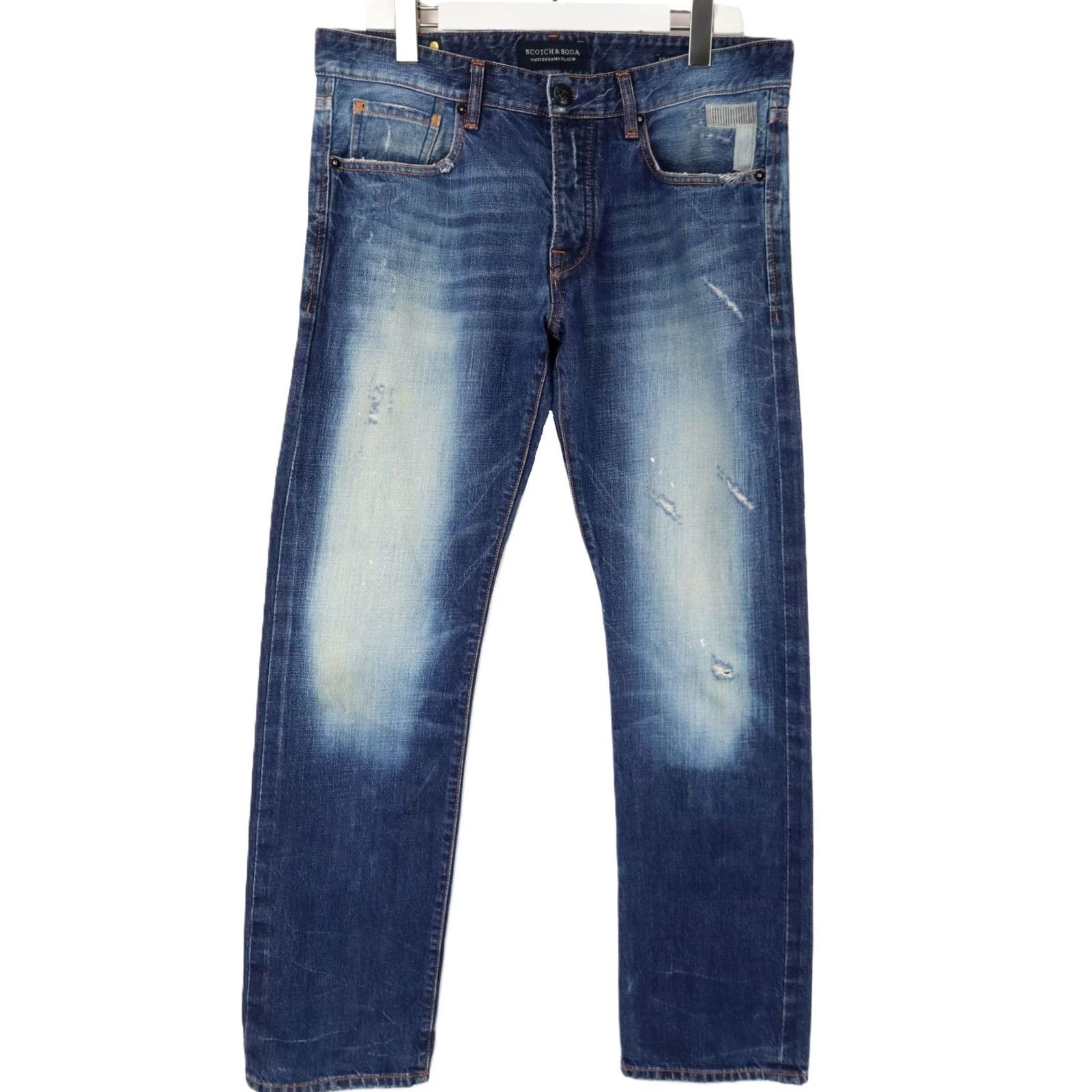Scotch & Soda SCOTCH & SODA Snatch Jeans Men's W33/L32 Distressed Whiskers Blue Jeans Straight Mens Size US 33 - 2 Thumbnail