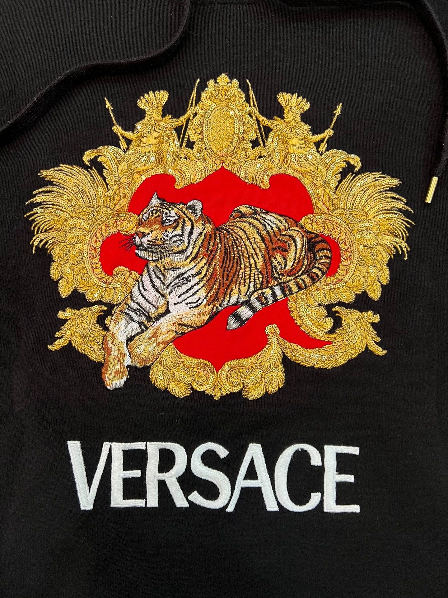 Versace Versace Hoodie L 99N Front Logo Sequin Embroidery Size US L / EU 52-54 / 3 - 2 Thumbnail