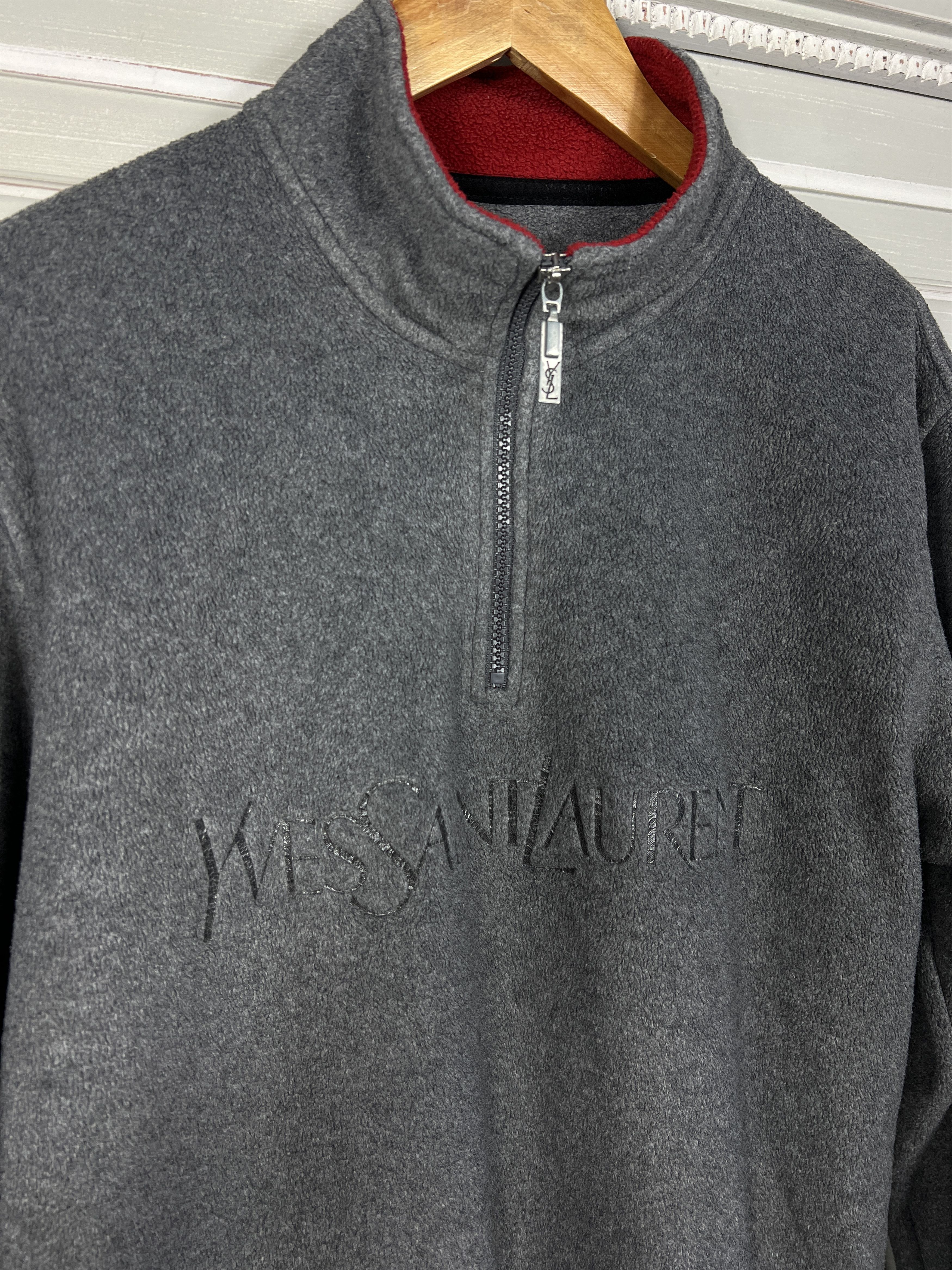 Yves Saint Laurent ysl fleece grey zip hoodie y2k Size US M / EU 48-50 / 2 - 2 Thumbnail