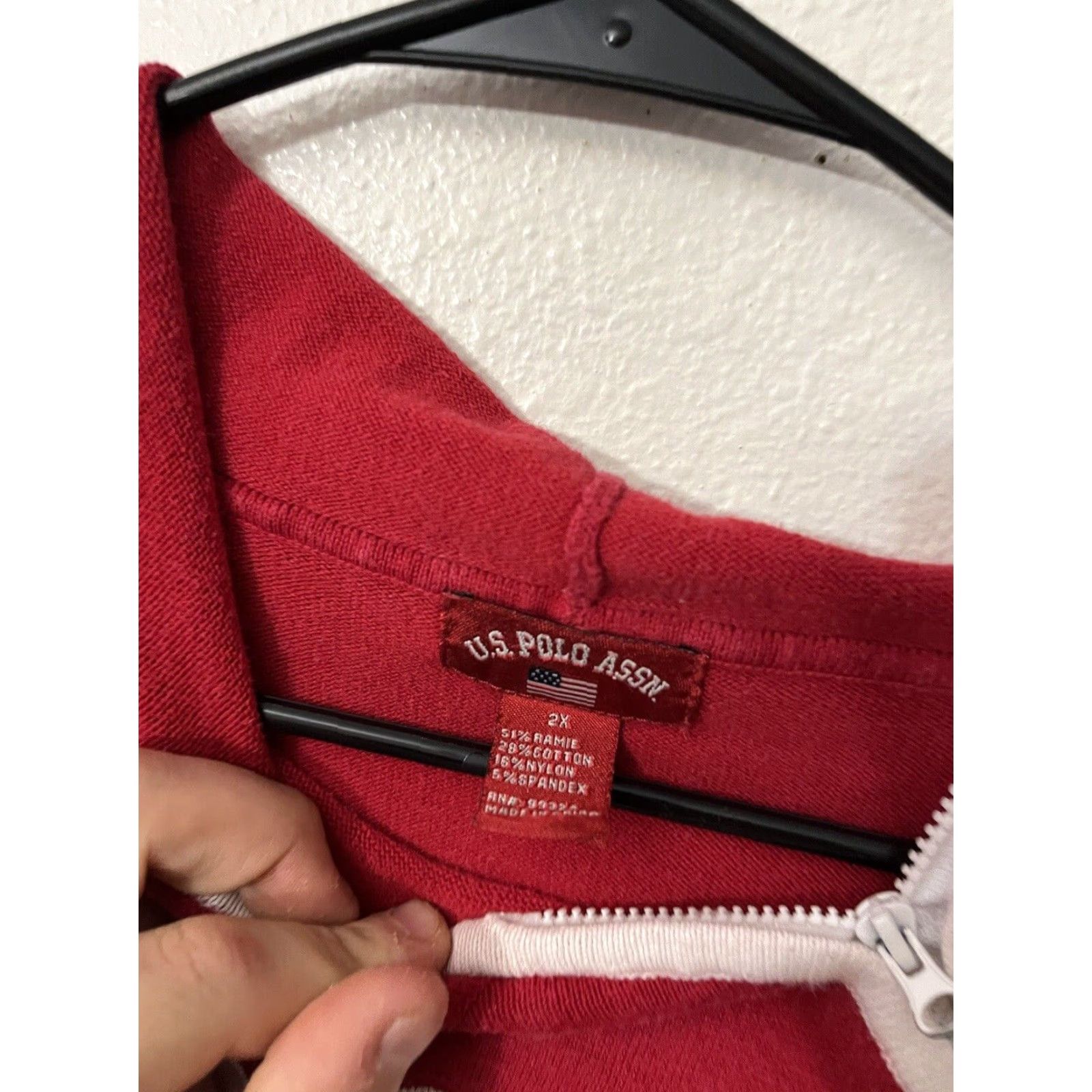 Vintage US Polo Assn. Womens Plus 2X Red Hoodie Activewear 1/4 Zip Pullover Size XXL / US 16-18 / IT 52-54 - 3 Thumbnail