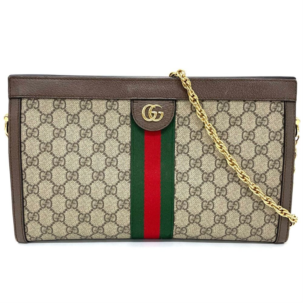image of Gucci Shoulder Bag Chain Clutch Bag Beige in Black, Women's