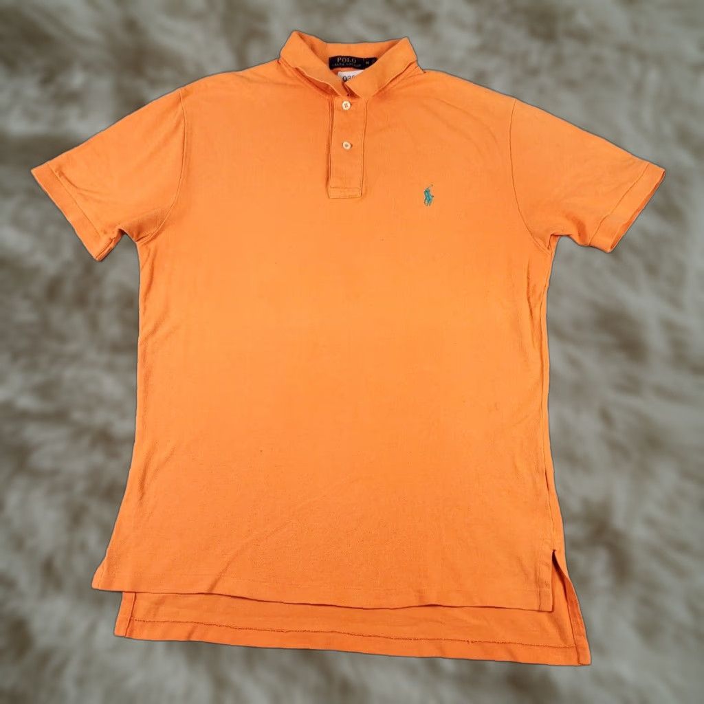 Ralph Lauren Ralph Lauren Polo Shirt Mens M Orange Solid Polo Shirt Regular Fit Cotton Short Sleeve Button Collared Logo 90s Preppy Sports Mens Size US M / EU 48-50 / 2 - 1 Thumbnail