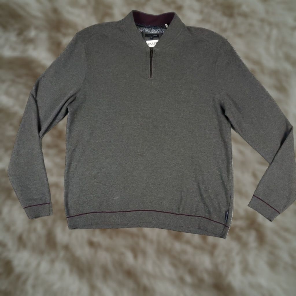 Ted Baker Ted Baker Sweater Mens Gray 1/4 Zip Pullover Long Sleeve Size 6 Size US S / EU 44-46 / 1 - 1 Thumbnail