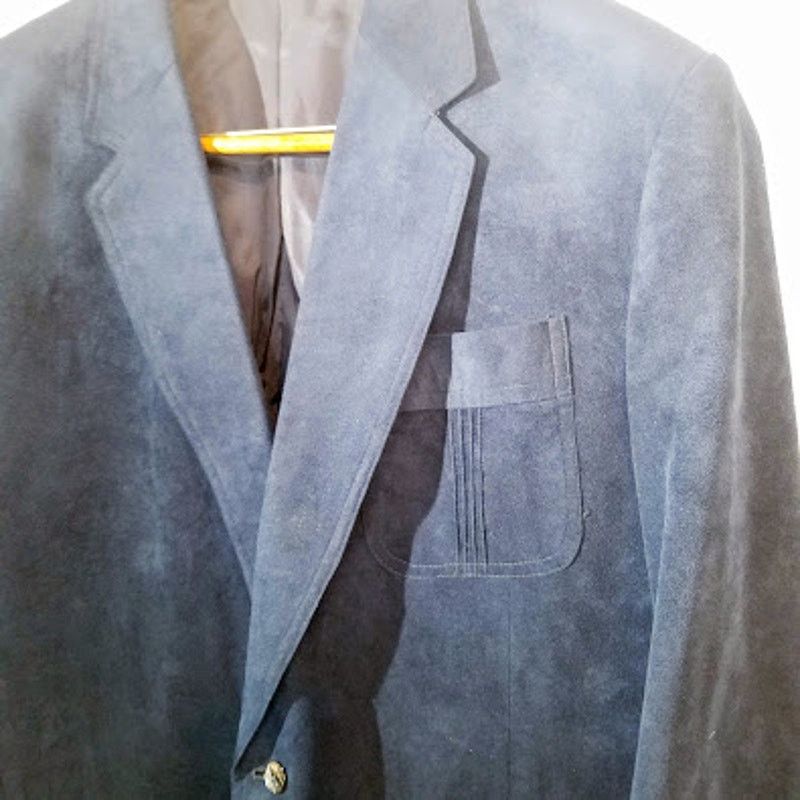 Vintage Vintage men's bespoke navy blue suede blazer sz L Size 42R - 5 Thumbnail