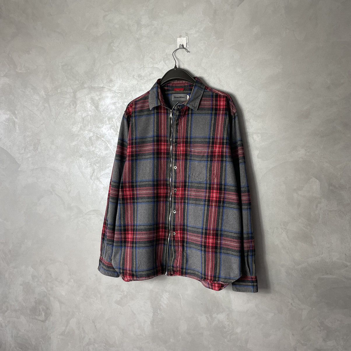 Flannel × Japanese Brand Beautilities Made In Japan Utility Zip + Buttons Shirt Size US L / EU 52-54 / 3 - 3 Thumbnail